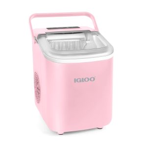 IGLOO® 26-Pound Automatic Self-Cleaning Portable Countertop Ice Maker Machine With Handle. Pink