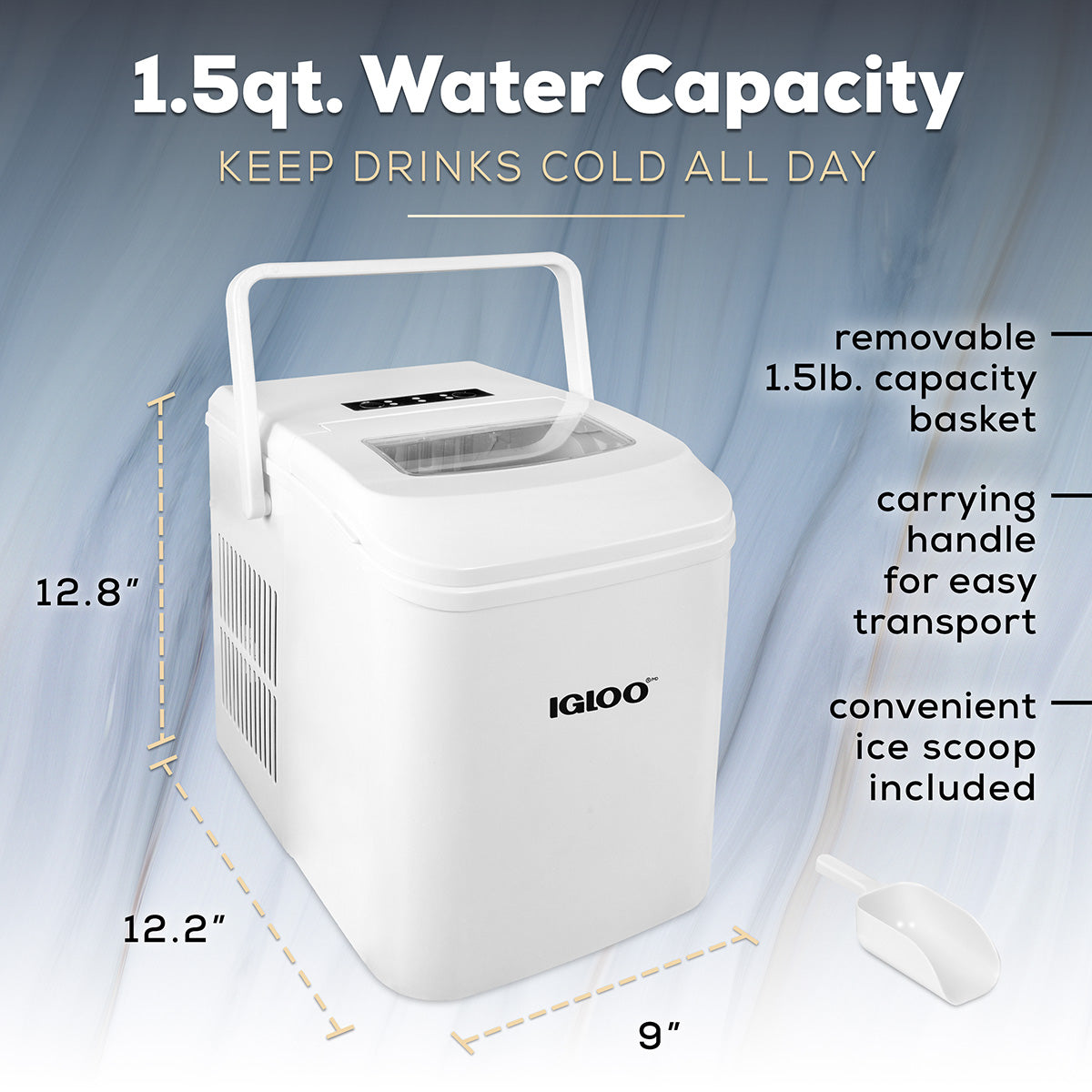 IGLOO® 26-Pound Automatic Self-Cleaning Portable Countertop Ice Maker Machine With Handle. White - Image 2