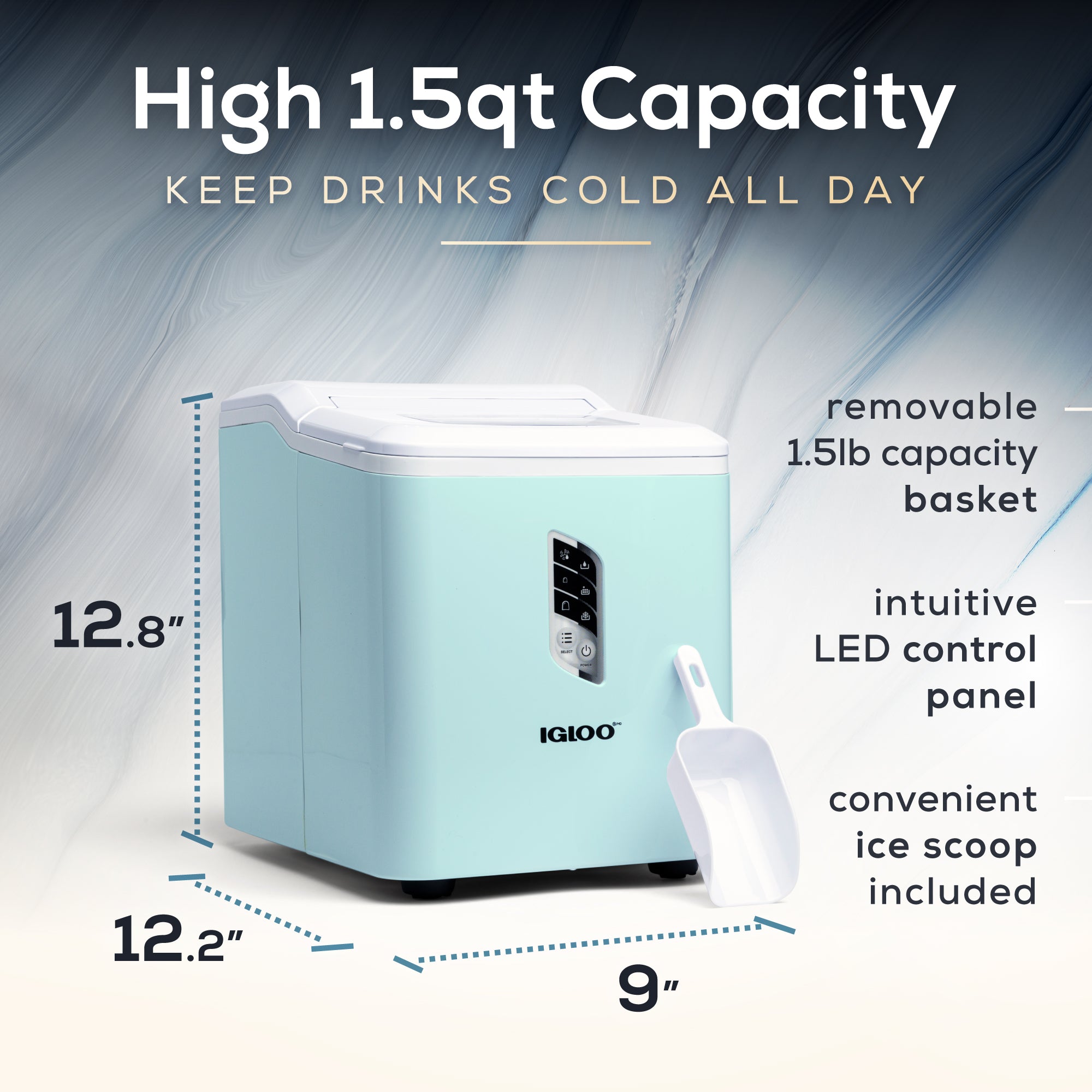 Igloo Automatic Self-Cleaning 26-Pound Ice Maker. Aqua - Image 2