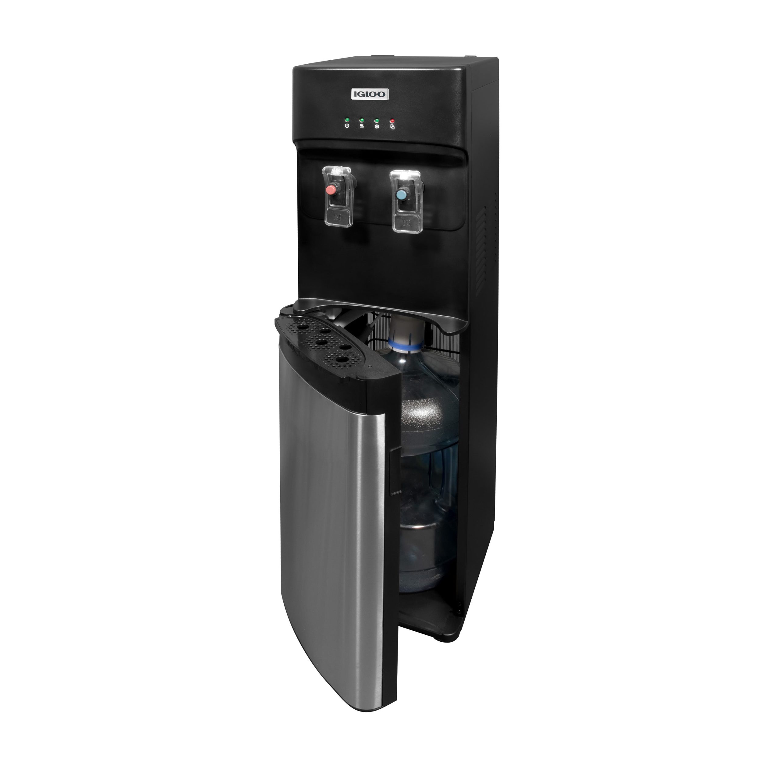 Igloo 3 & 5 Gallon Bottom Load Hot & Cold Water Dispenser. Black & Stainless Steel - Image 2