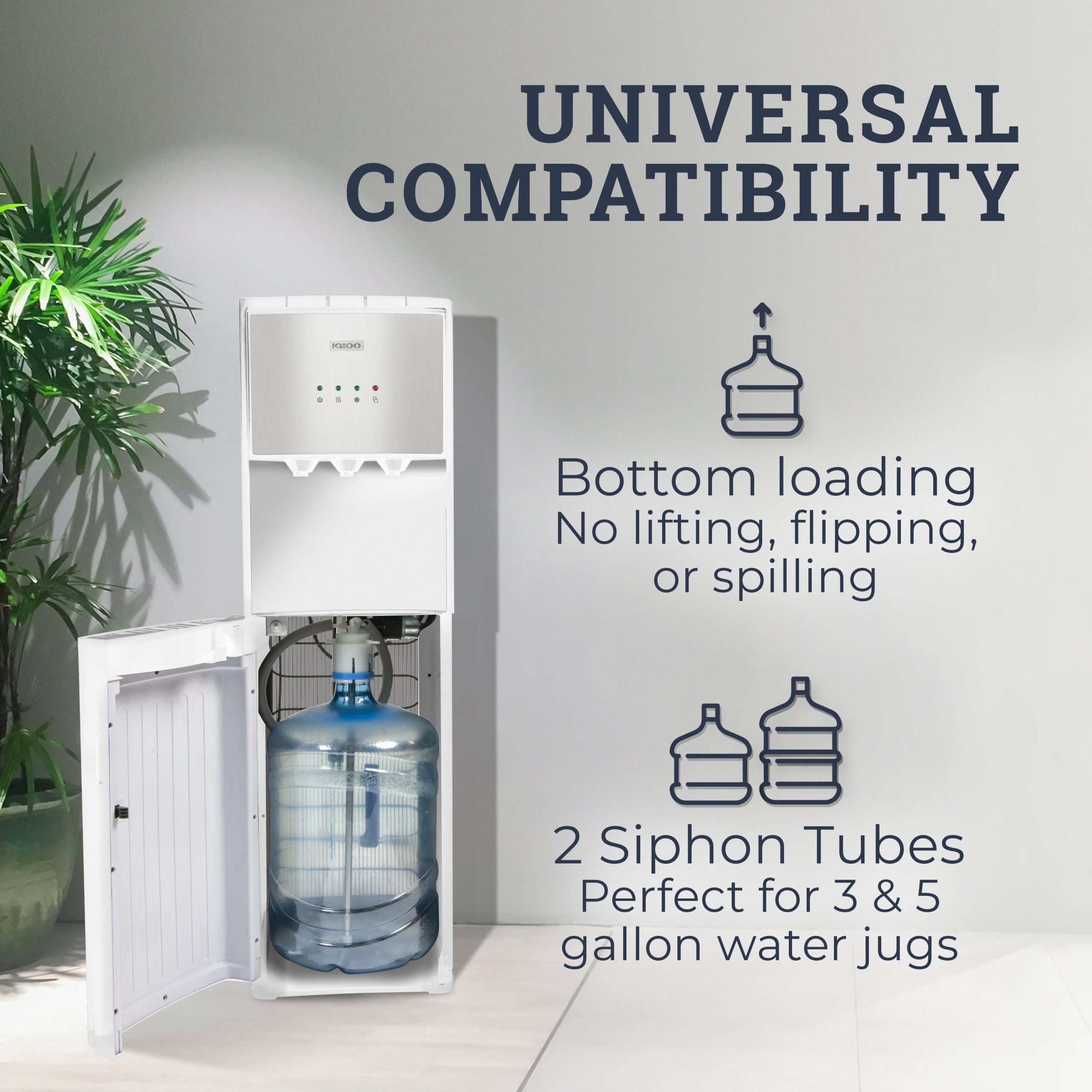 Igloo Hot. Cold & Room Temperature Bottom-Load Water Dispenser. White/Stainless Steel - Image 2