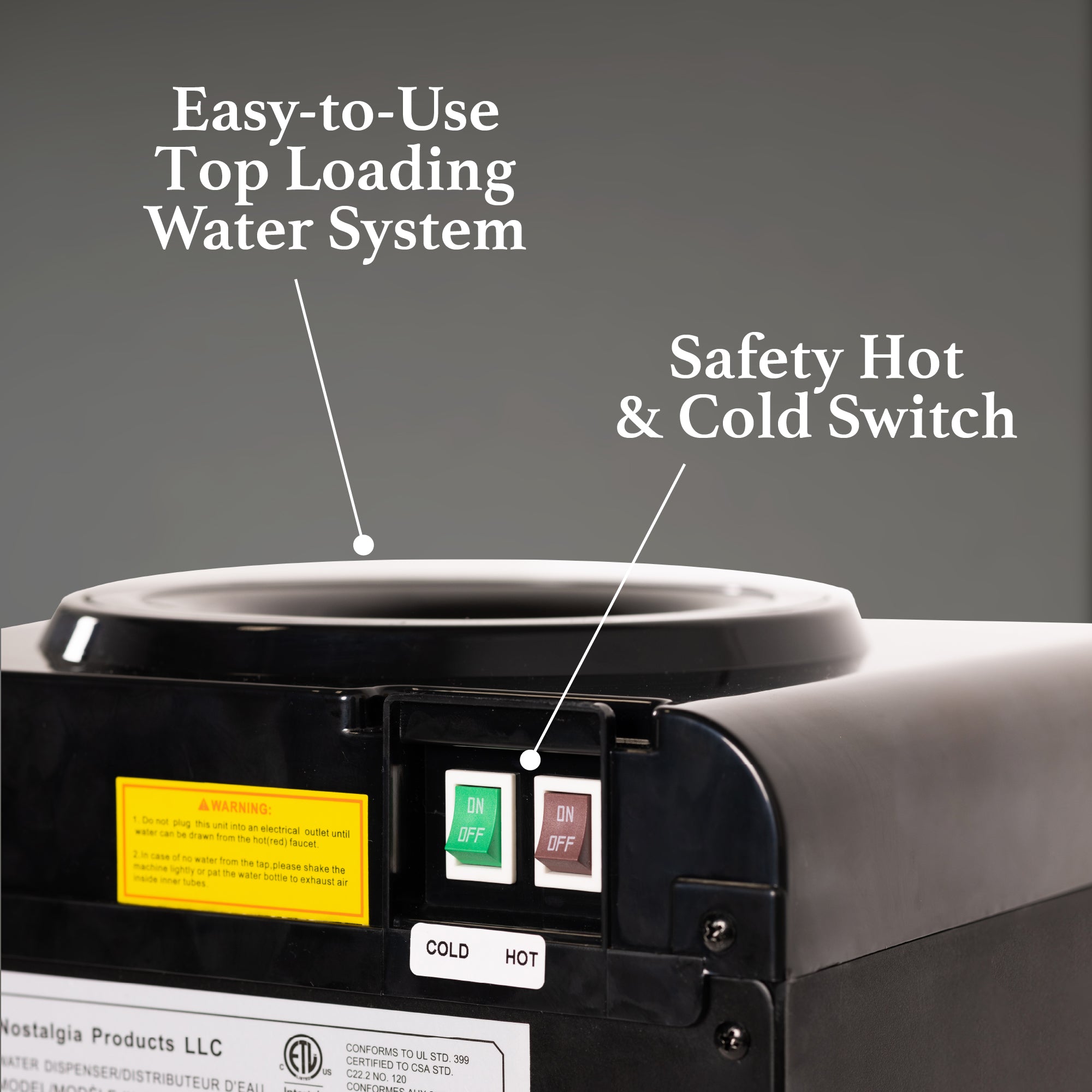 Igloo® Hot & Cold Top Loading Water Dispenser. Black - Image 4