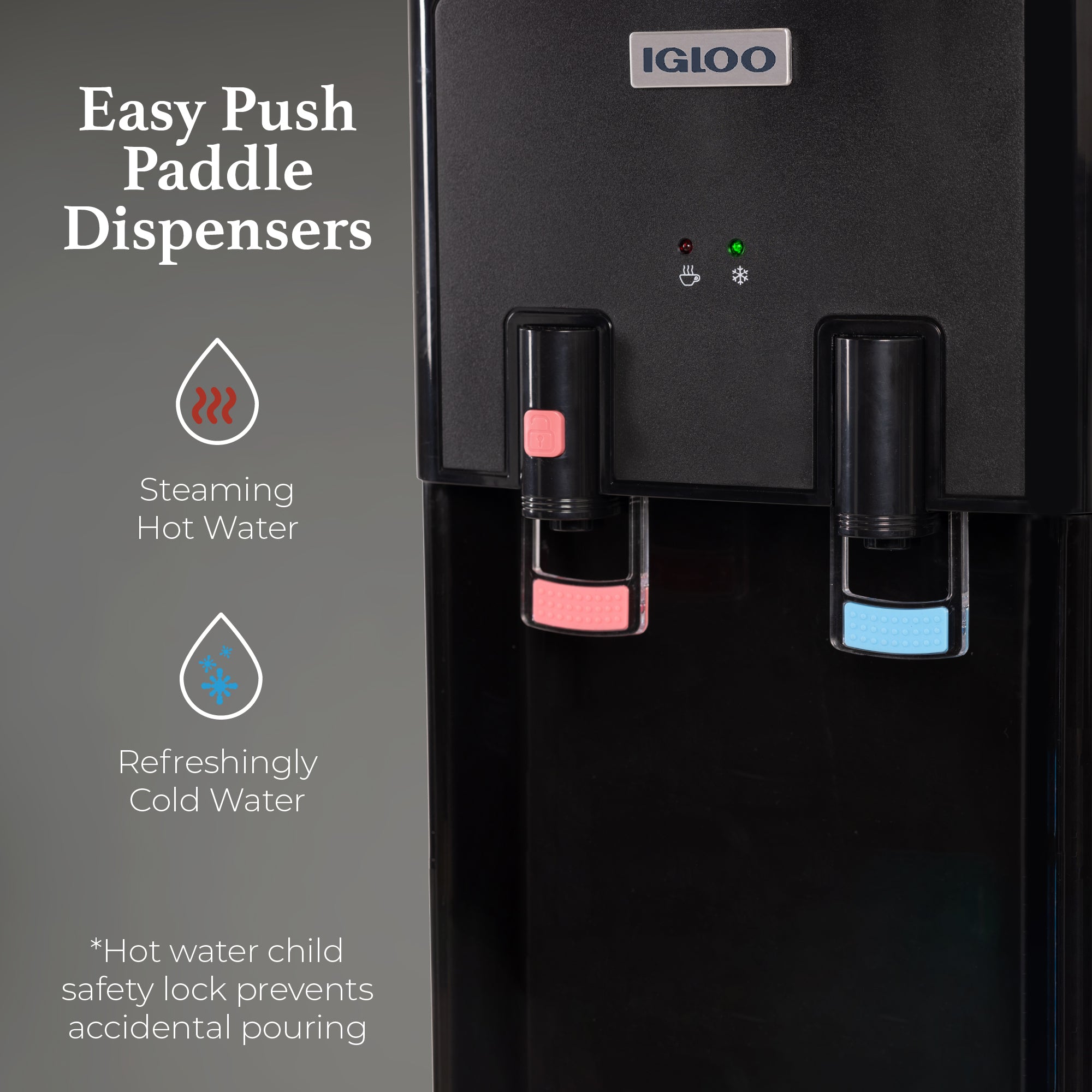 Igloo® Hot & Cold Top Loading Water Dispenser. Black - Image 3