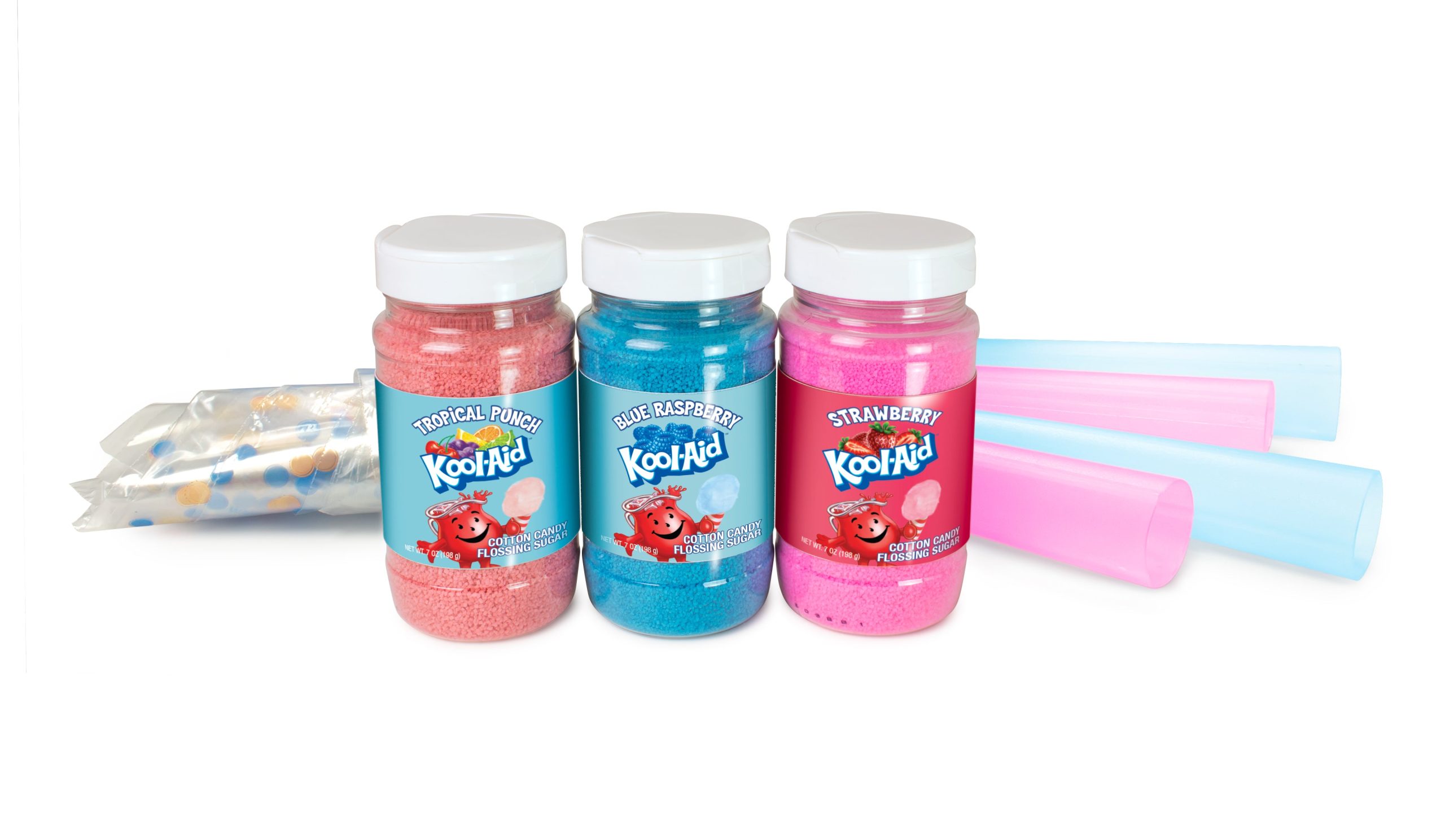 Kool-Aid Cotton Candy Flossing Sugar – Blue Raspberry. Strawberry. Tropical Punch – 3 Pack - Image 2