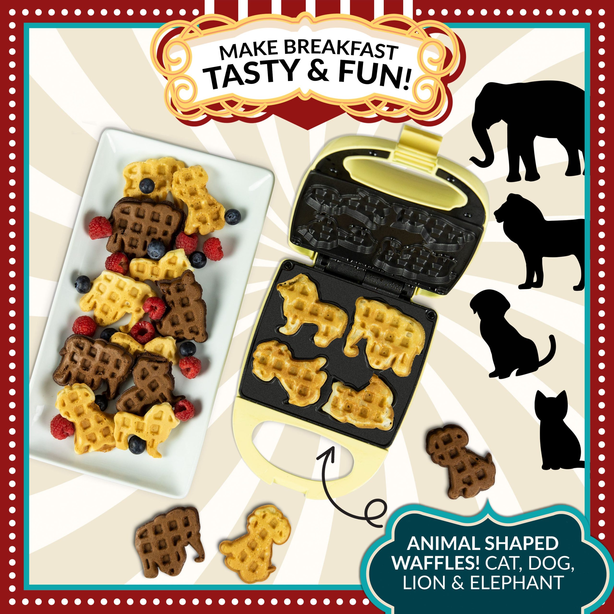 MyMini™ Animal Circus Waffle Maker. Yellow - Image 2