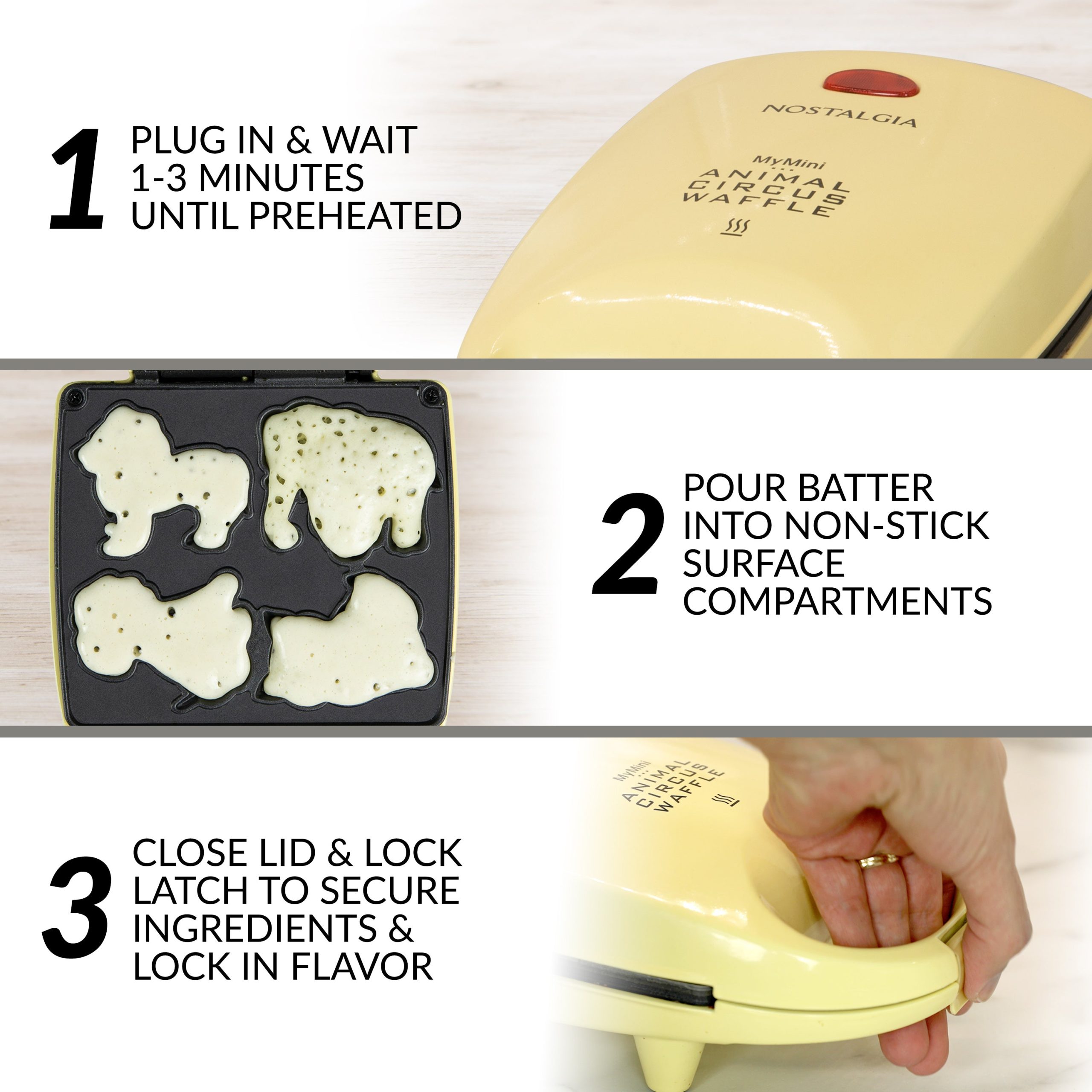 MyMini™ Animal Circus Waffle Maker. Yellow - Image 4