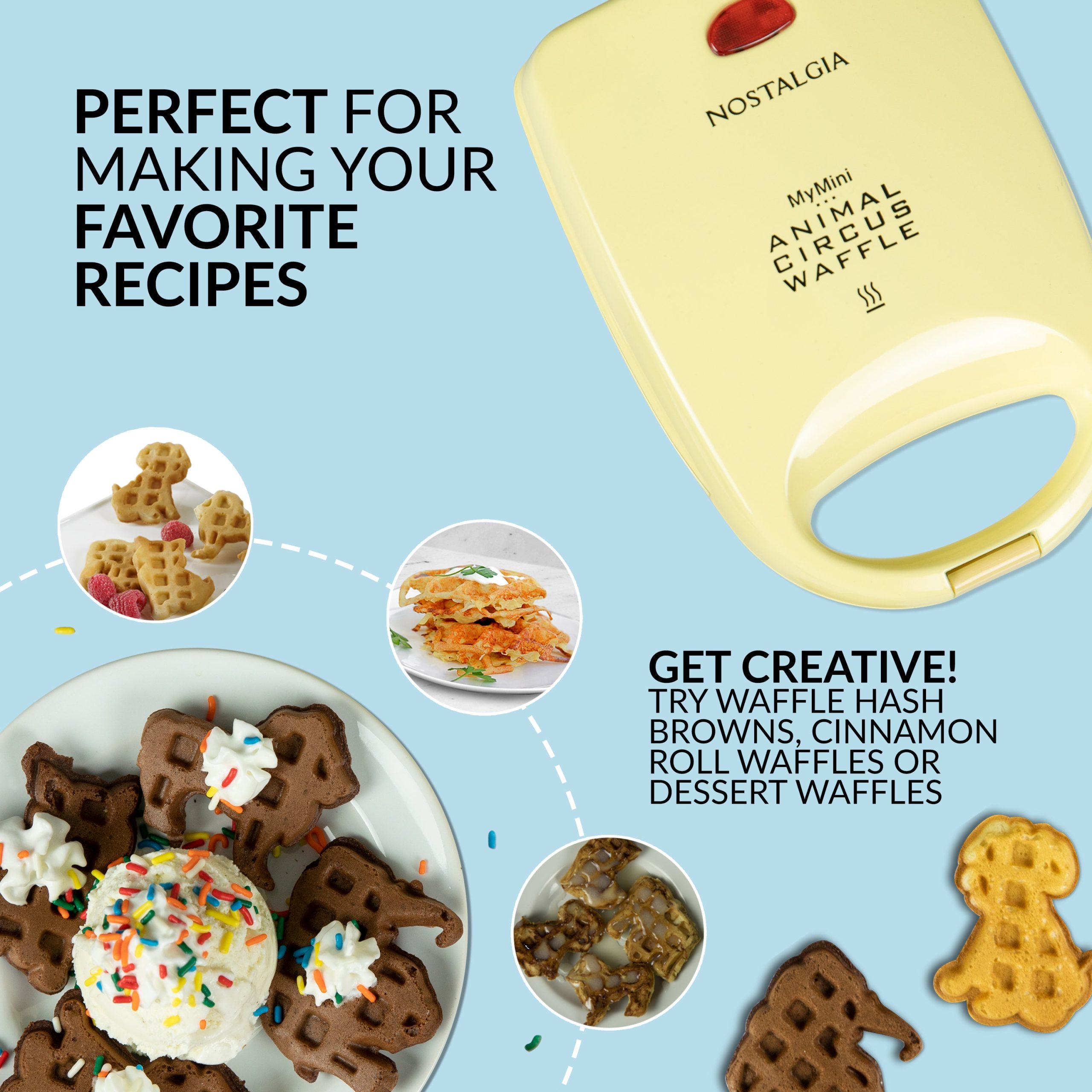 MyMini™ Animal Circus Waffle Maker. Yellow - Image 6