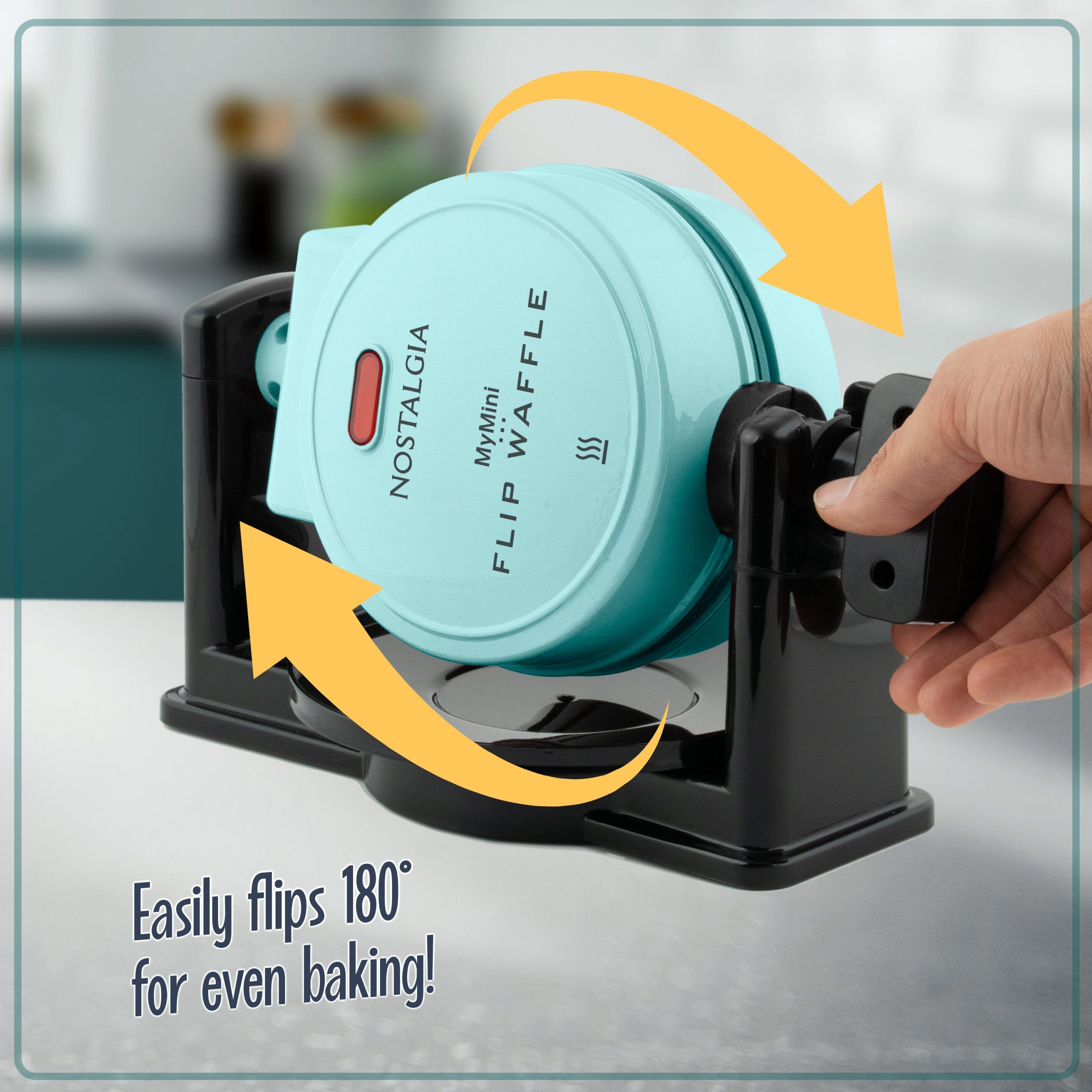 MyMini Flip Belgian Waffle Maker. Aqua - Image 4