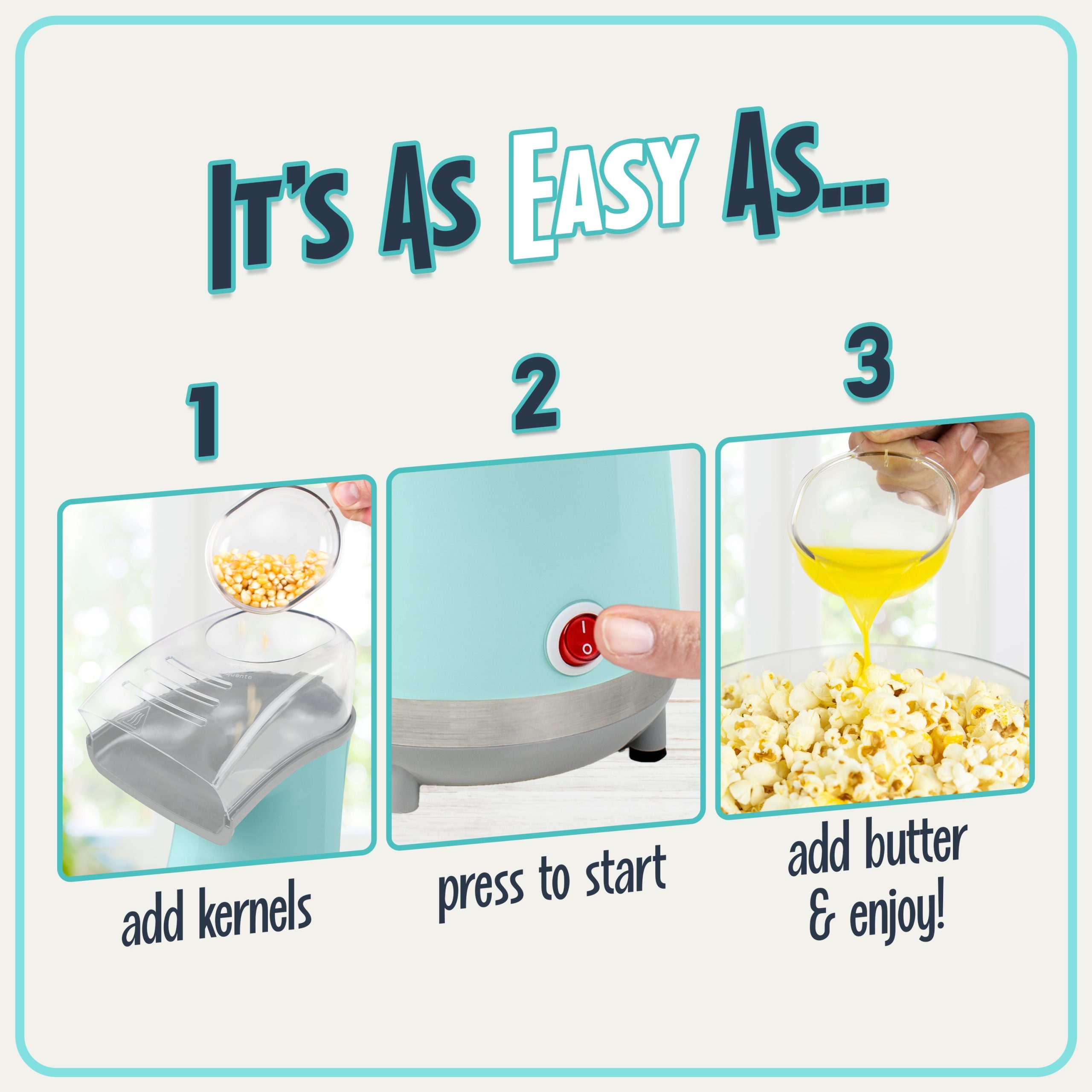 Air-Pop Popcorn Maker. Aqua - Image 3