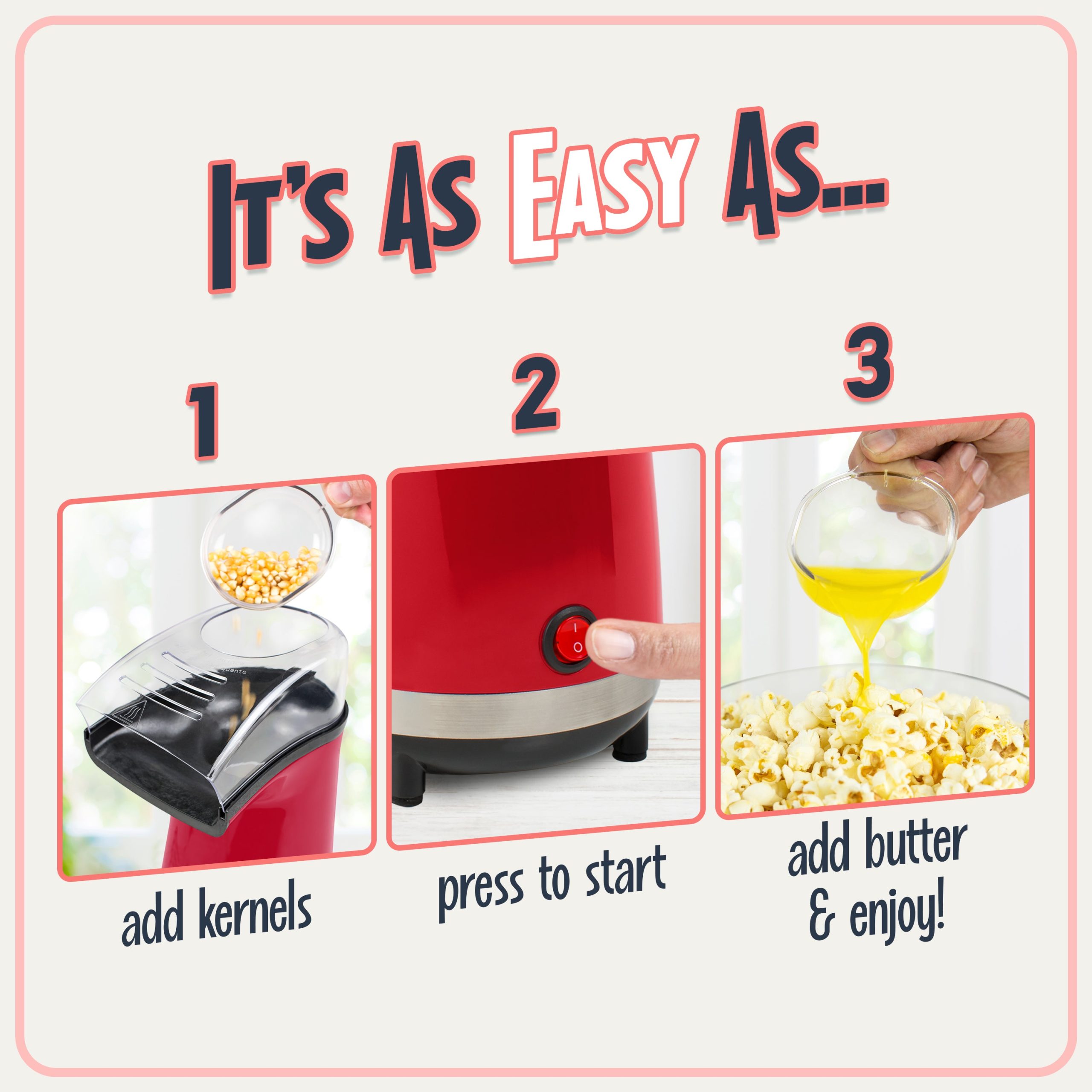 Air-Pop Popcorn Maker. Red - Image 4