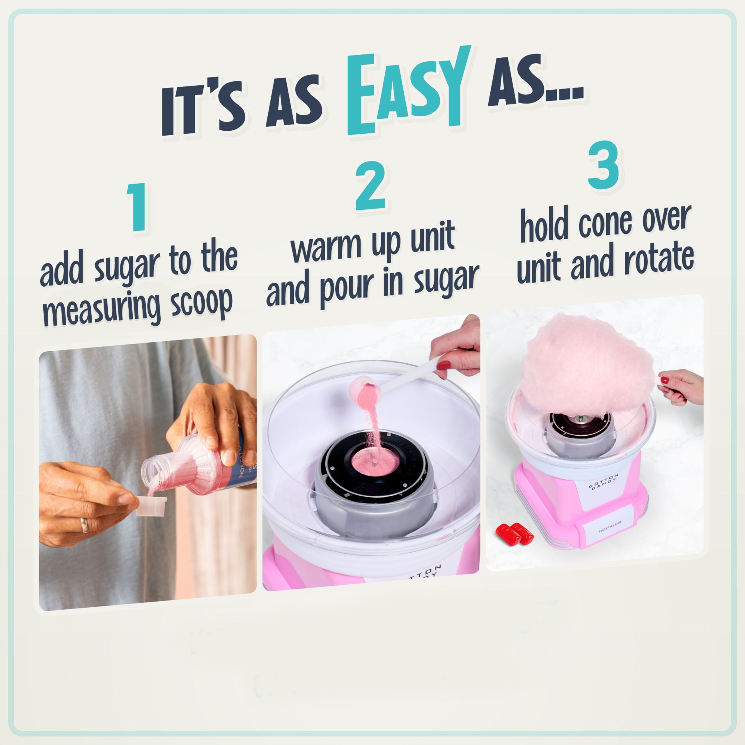 Nostalgia Cotton Candy Flossing Sugar - Grape. Pink Bubble Gum. Orange - 3-Pack - Image 4