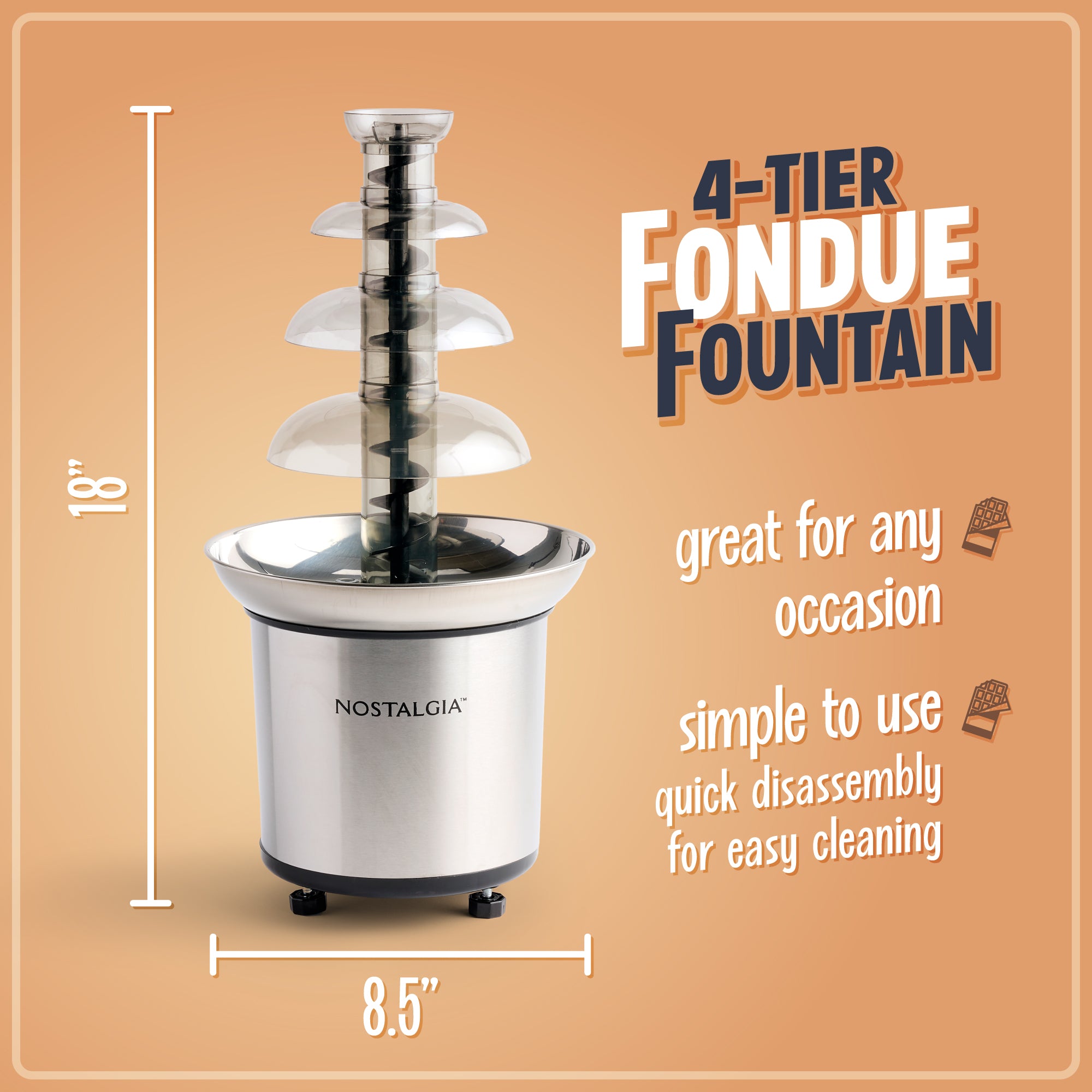 4-Tier 2-pound Stainless Steel Chocolate Fondue Fountain - Image 4