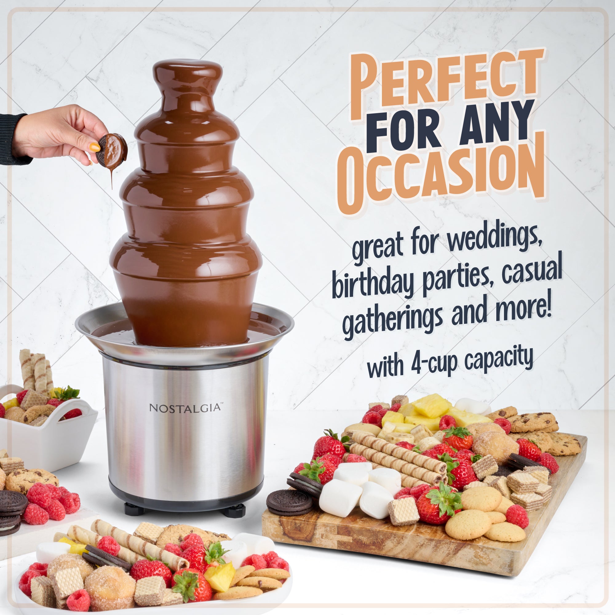 4-Tier 2-pound Stainless Steel Chocolate Fondue Fountain - Image 3