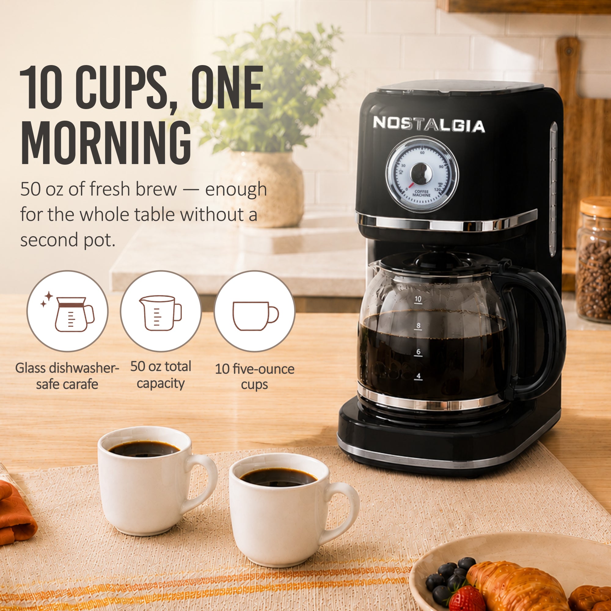 Nostalgia Classic Retro 10 Cup Coffee Maker - Image 9