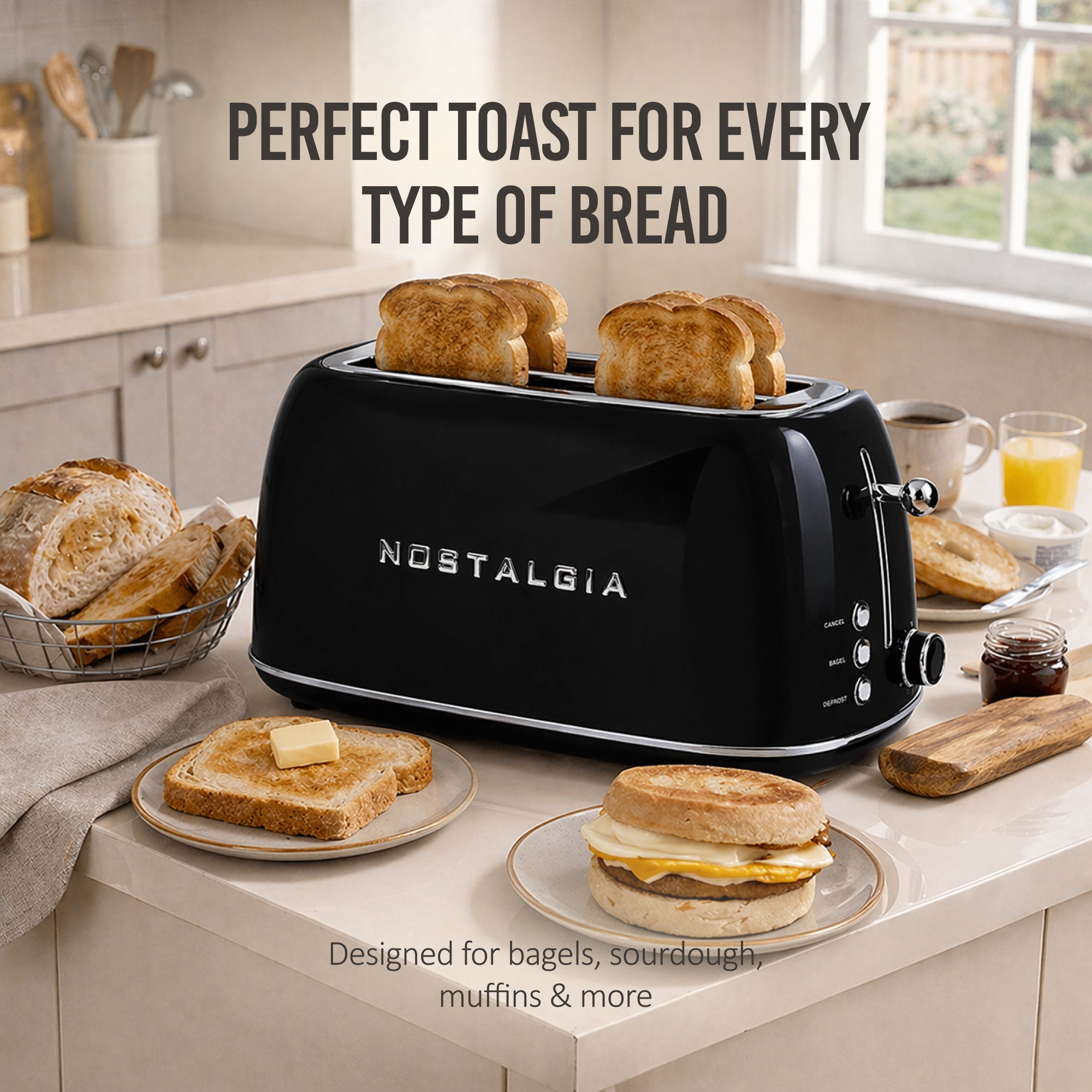 Classic Retro 4- Slice Toaster - Image 9