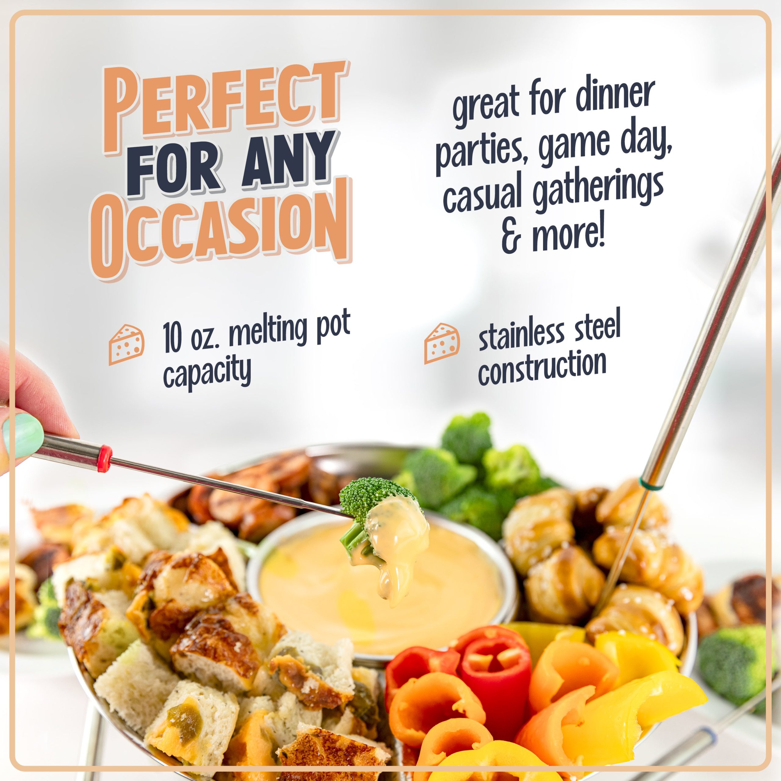 10-Ounce Electric Fondue Party Set. Stainless Steel - Image 3