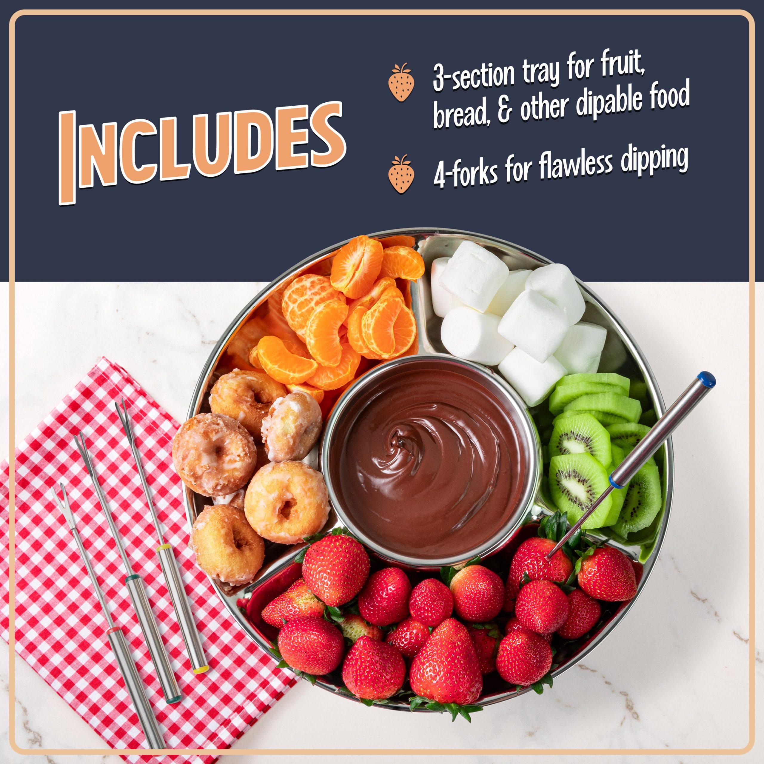 10-Ounce Electric Fondue Party Set. Stainless Steel - Image 4