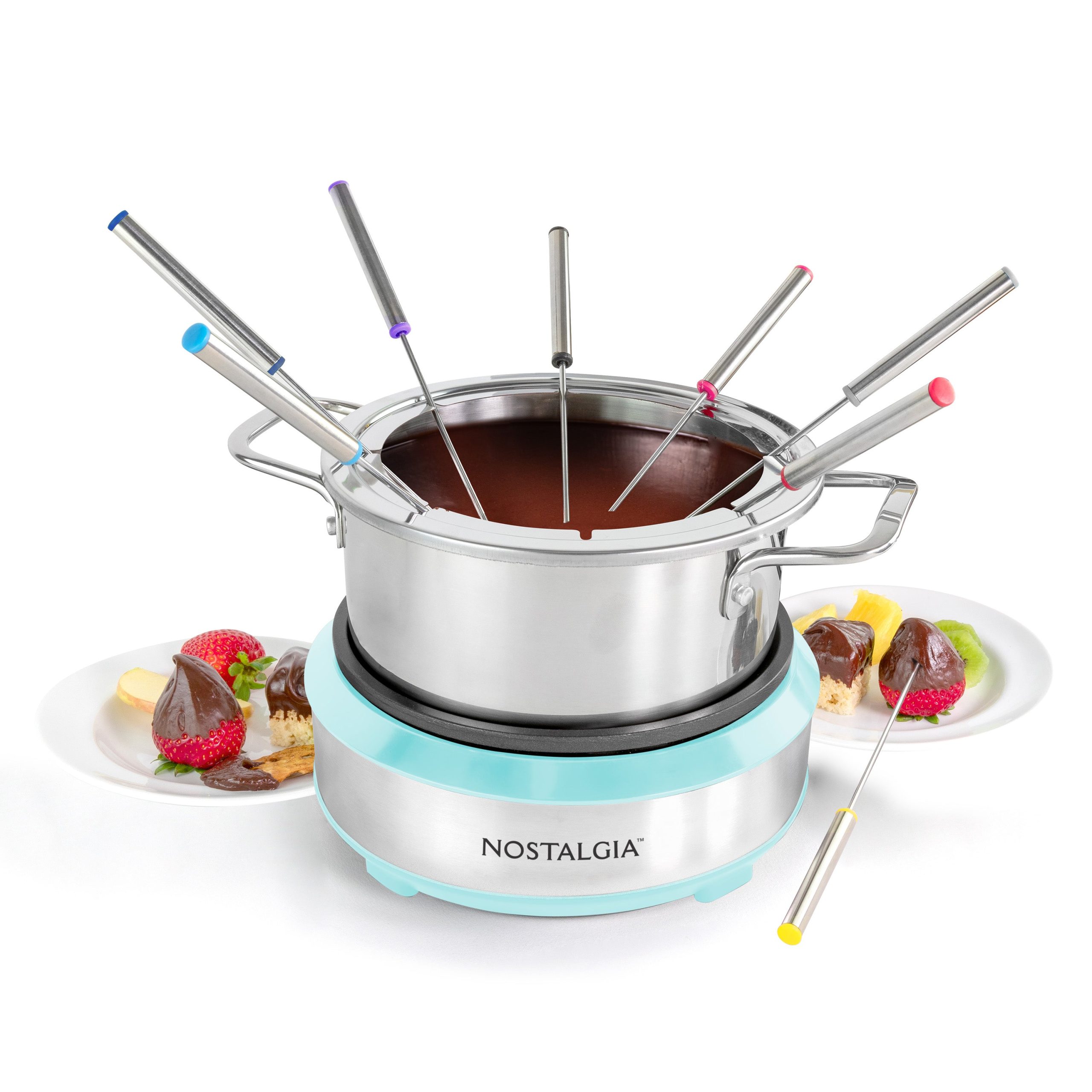 8-Cup Electric Fondue Pot Set for Cheese & Chocolate - 8 Color-Coded Forks. Temperature Control - Image 3