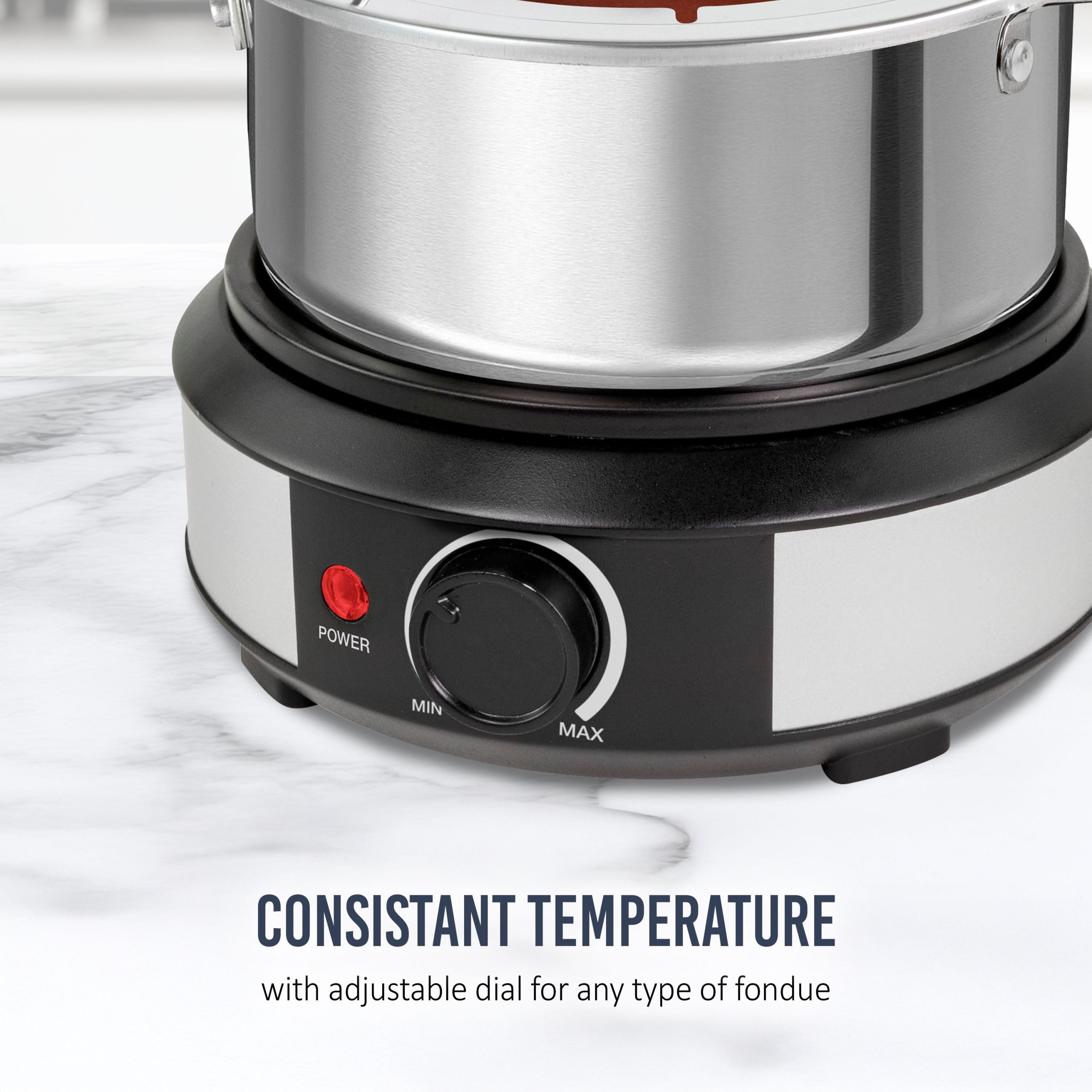 8-Cup Electric Fondue Pot Set for Cheese & Chocolate - 8 Color-Coded Forks. Temperature Control - Image 7