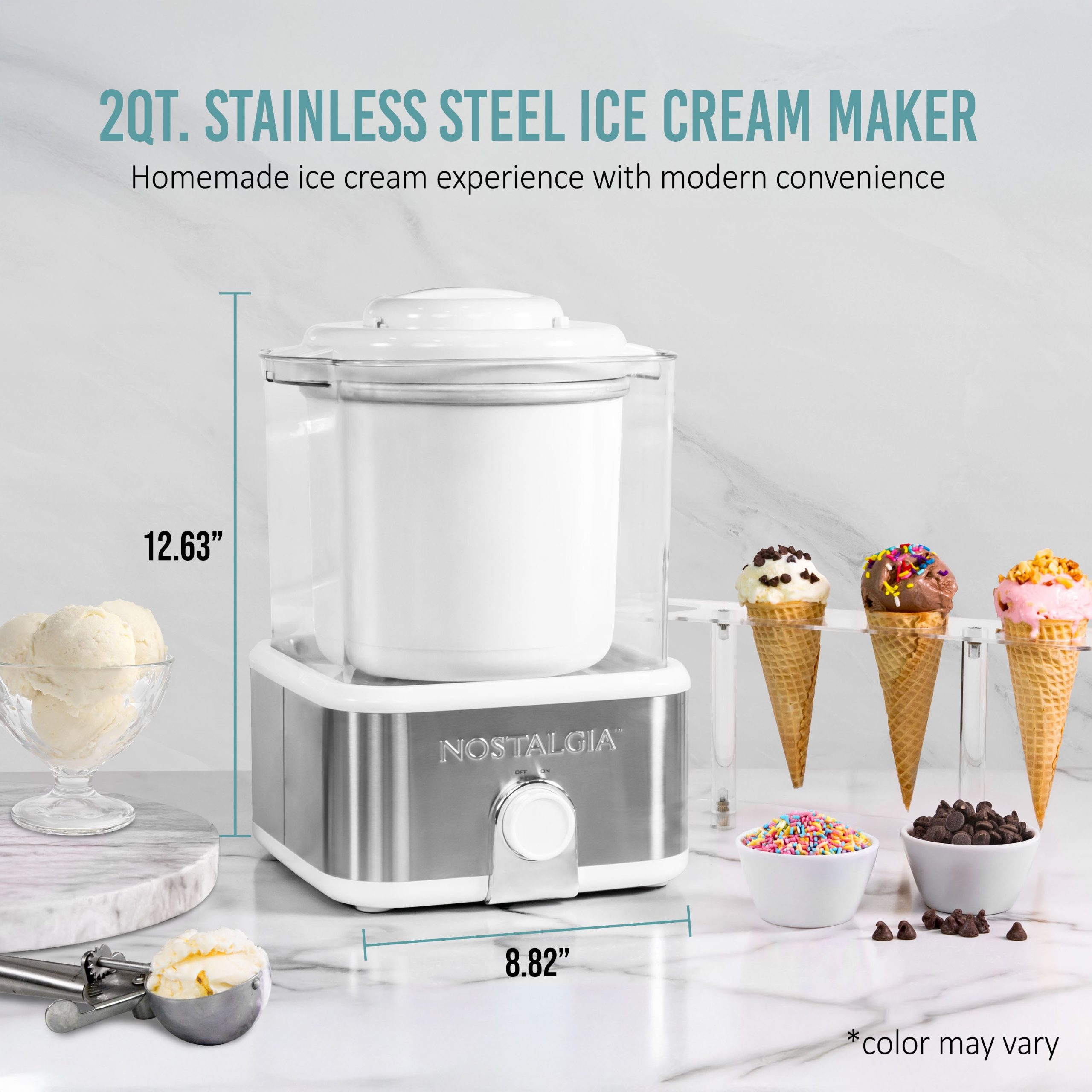 Nostalgia 2 Qt Stainless Steel Ice Cream Maker - Image 4