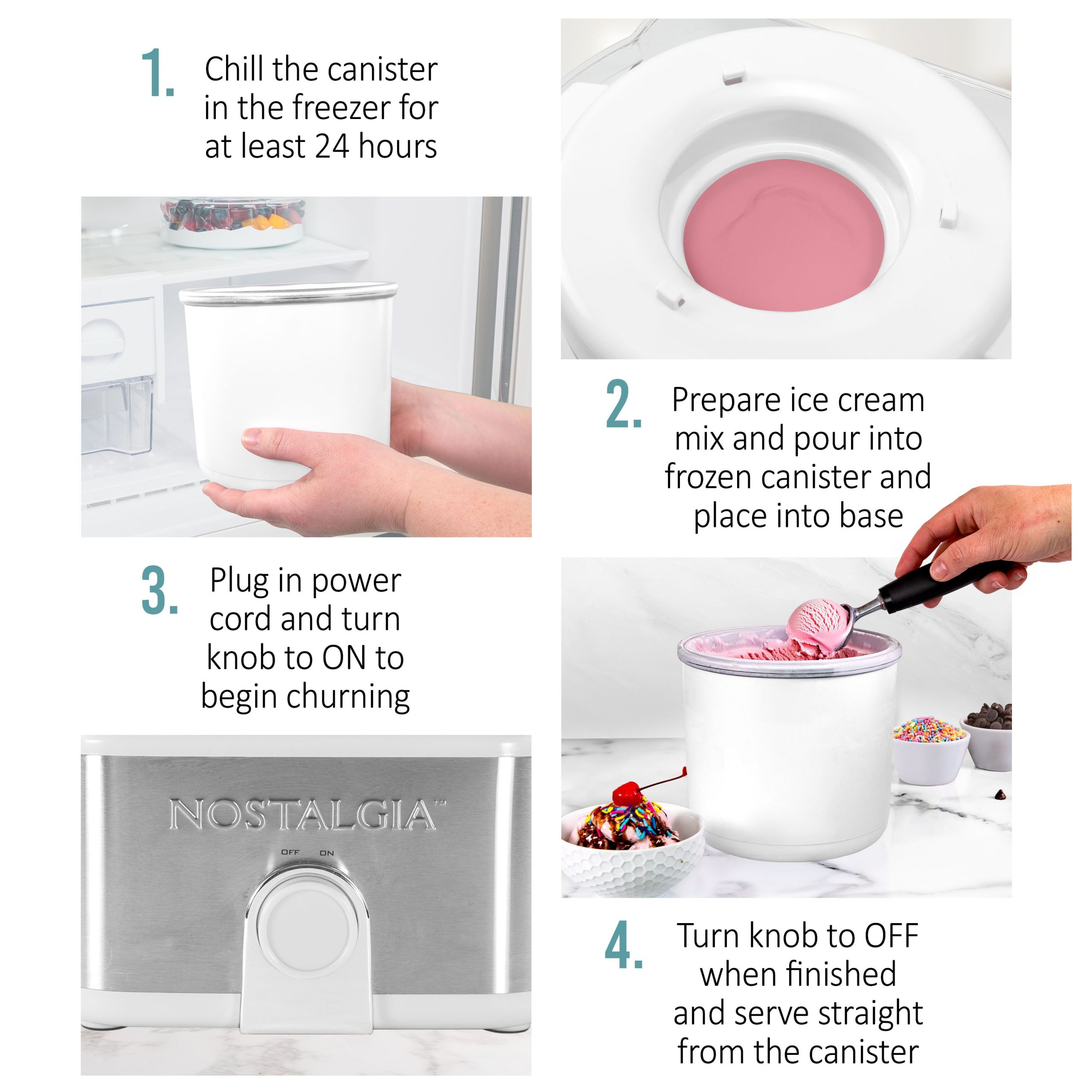 Nostalgia 2 Qt Stainless Steel Ice Cream Maker - Image 9