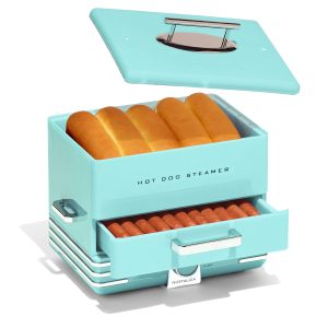 Large Diner Style Hot Dog Steamer. 20 Hot Dogs. 6 Buns. Aqua