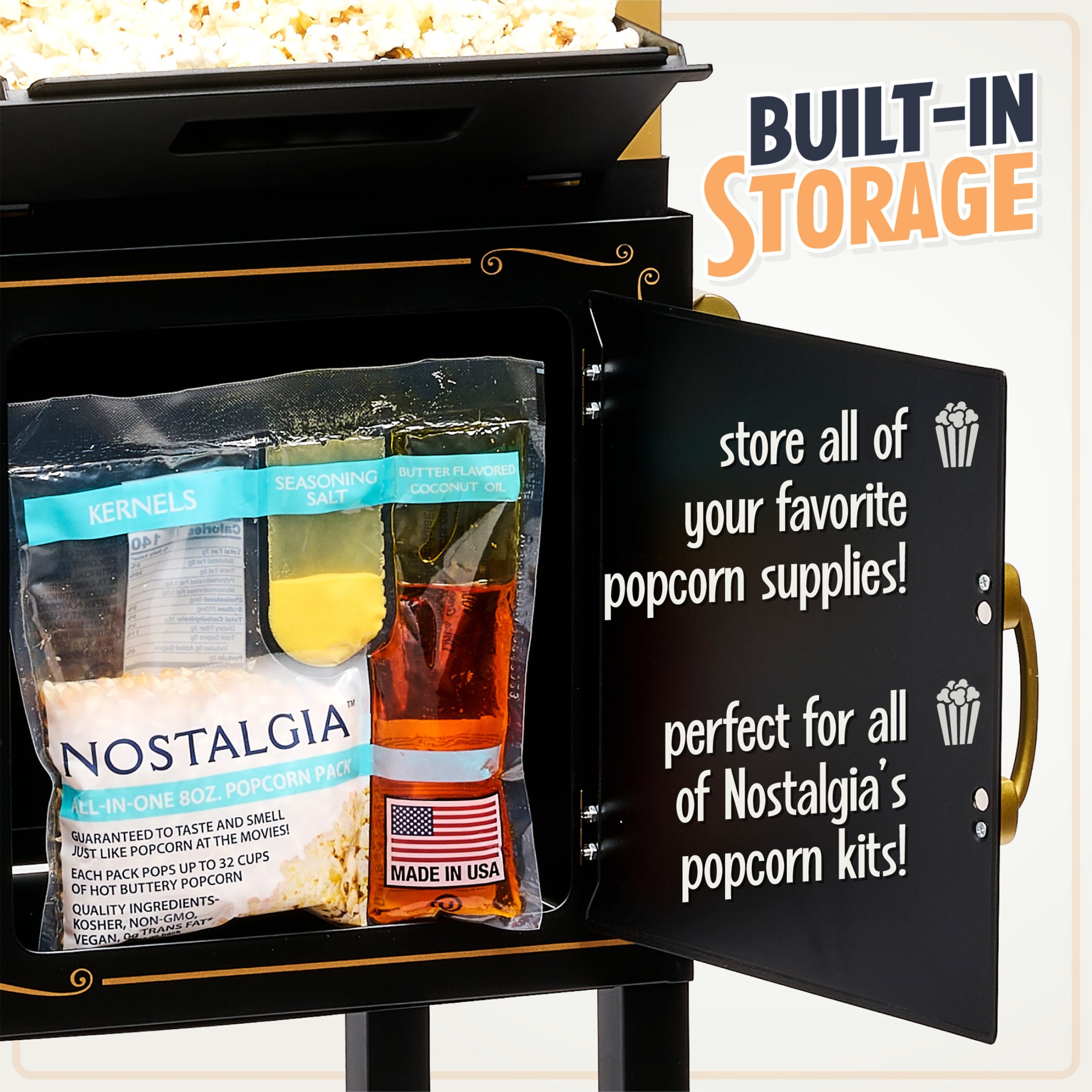Nostalgia 2.5-Ounce. 10-Cup Popcorn Cart. 48-Inch - Image 4