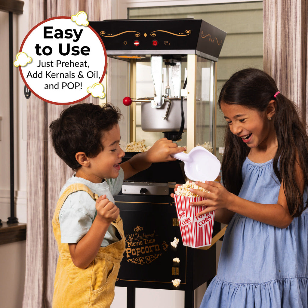 Vintage Professional Popcorn Cart - NEW 8-Ounce Kettle - 53 Inches Tall - Black - Image 3