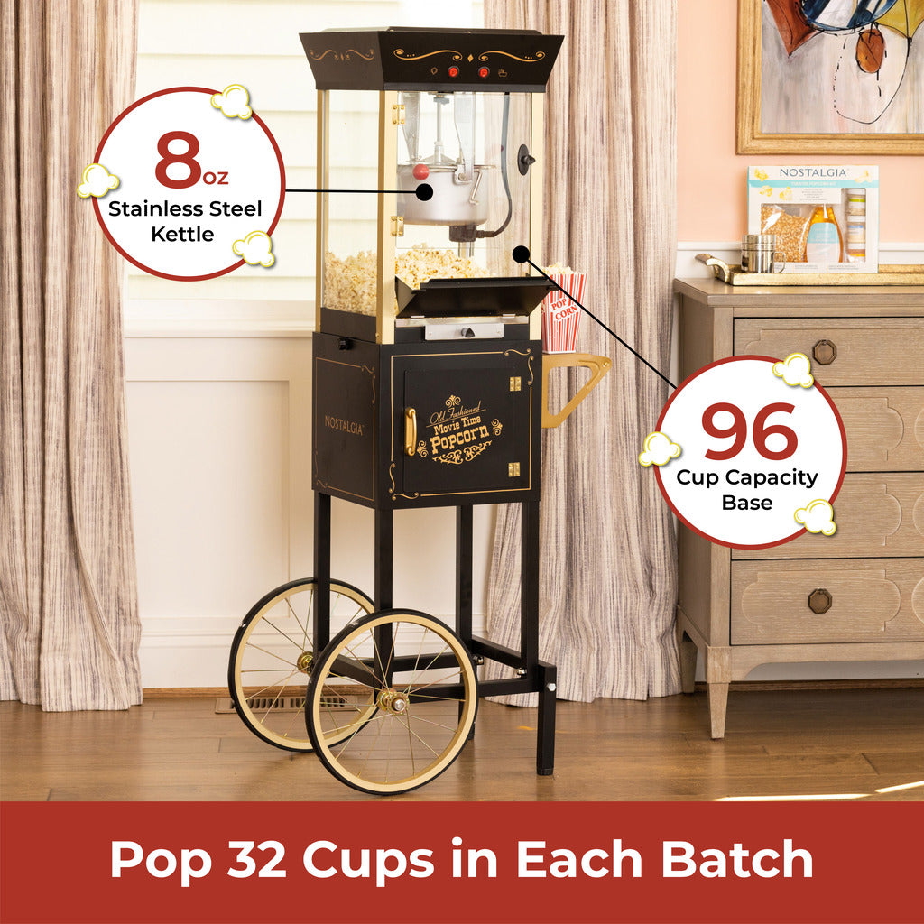 Vintage Professional Popcorn Cart - NEW 8-Ounce Kettle - 53 Inches Tall - Black - Image 4