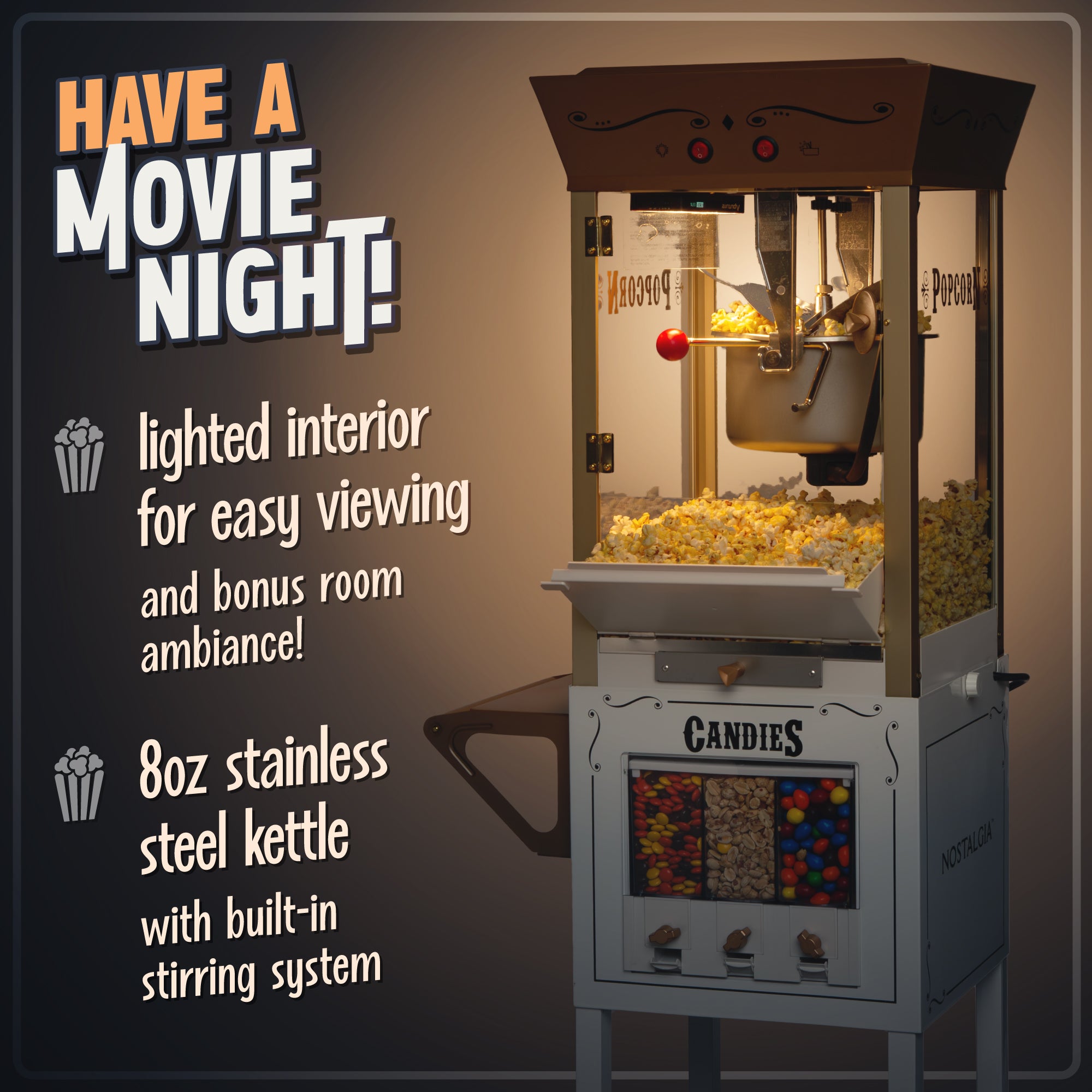 Candy & Snack Dispensing 8 Oz. Popcorn Cart - Image 4