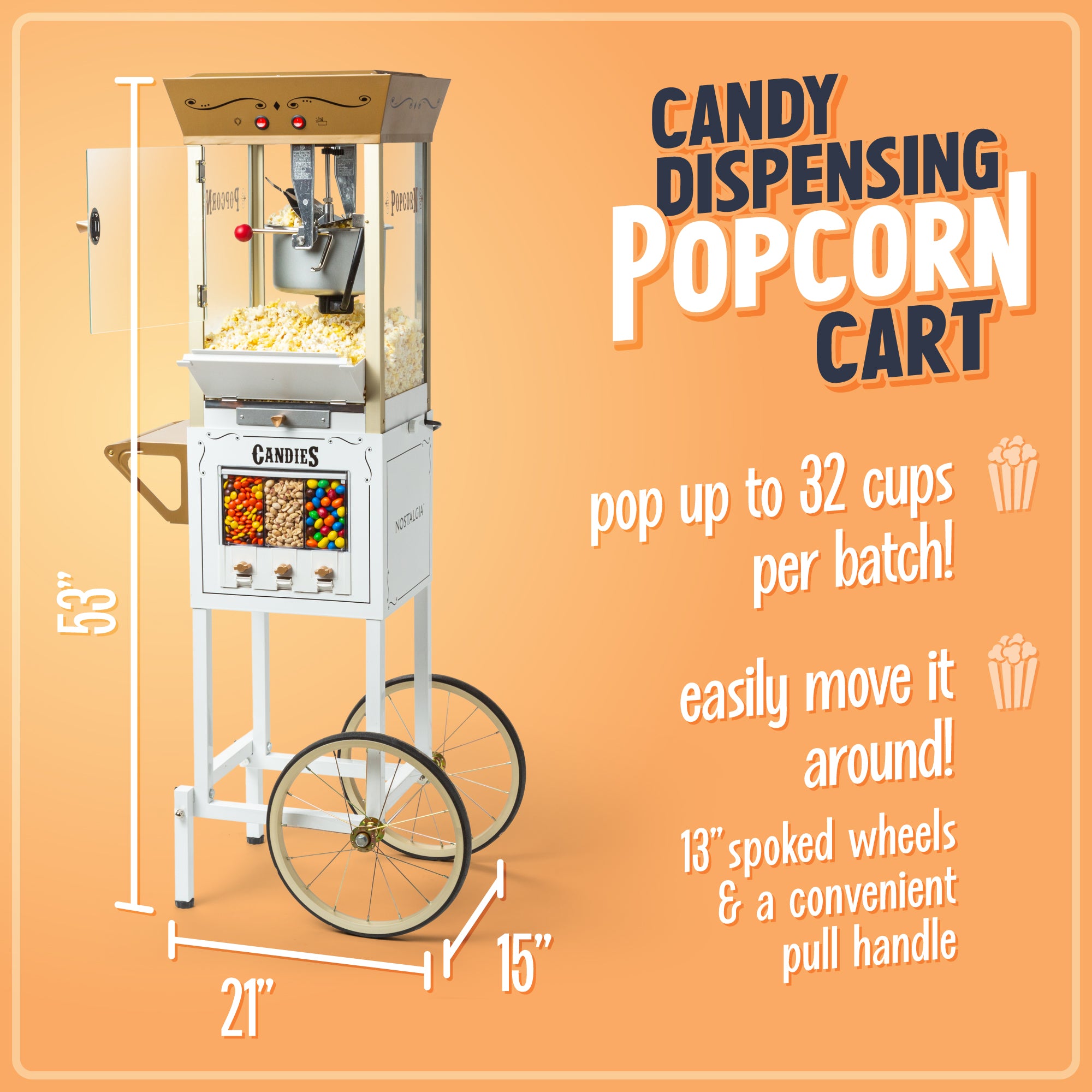 Candy & Snack Dispensing 8 Oz. Popcorn Cart - Image 6