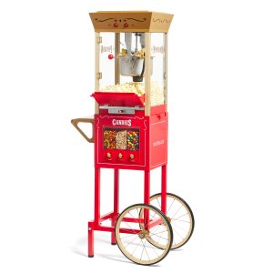 Nostalgia 53-Inch Popcorn Cart with Candy Dispenser. Red