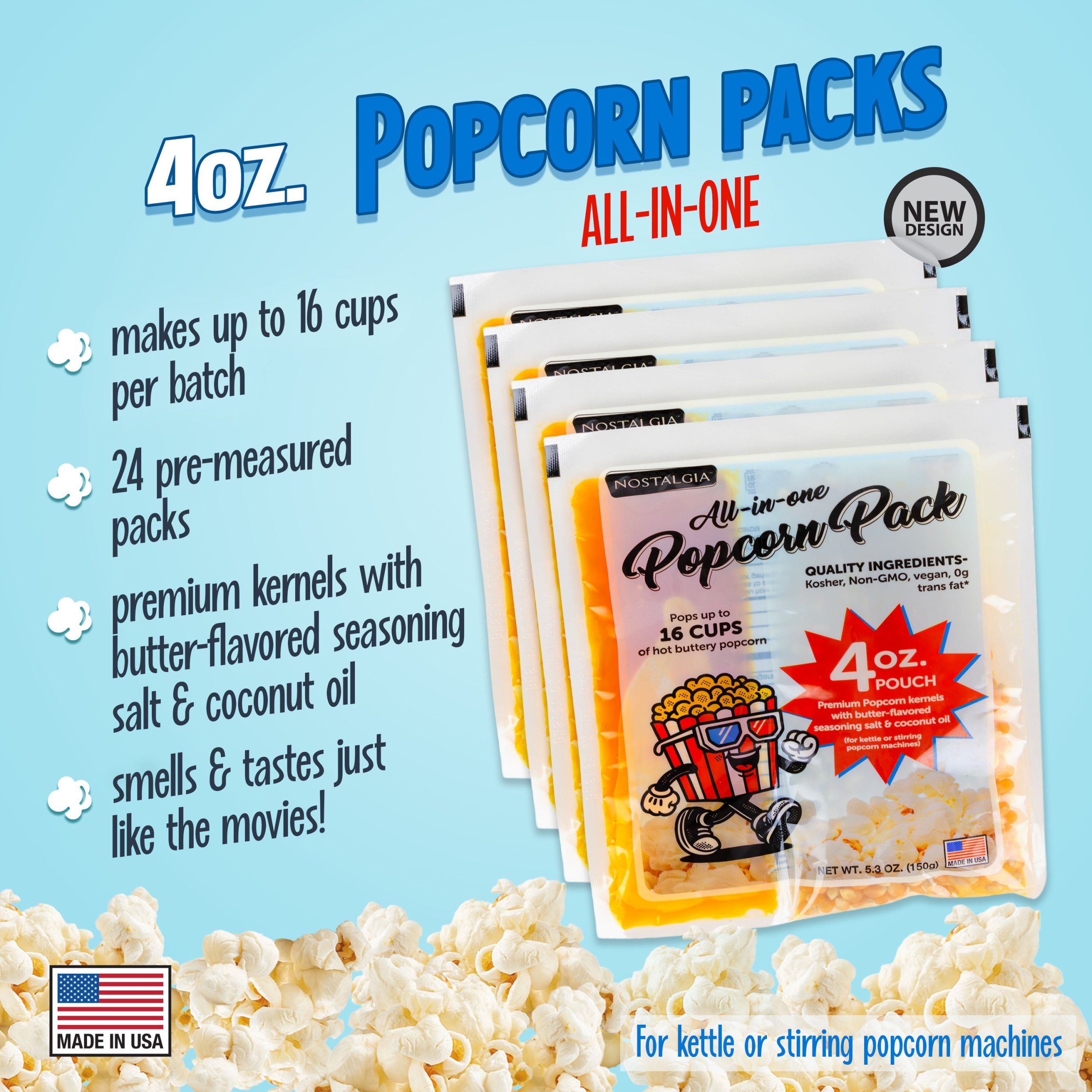 Best Tasting Premium 4-Ounce Popcorn. Oil & Seasoning Salt All-In-One Packs - 24 Count - Image 2