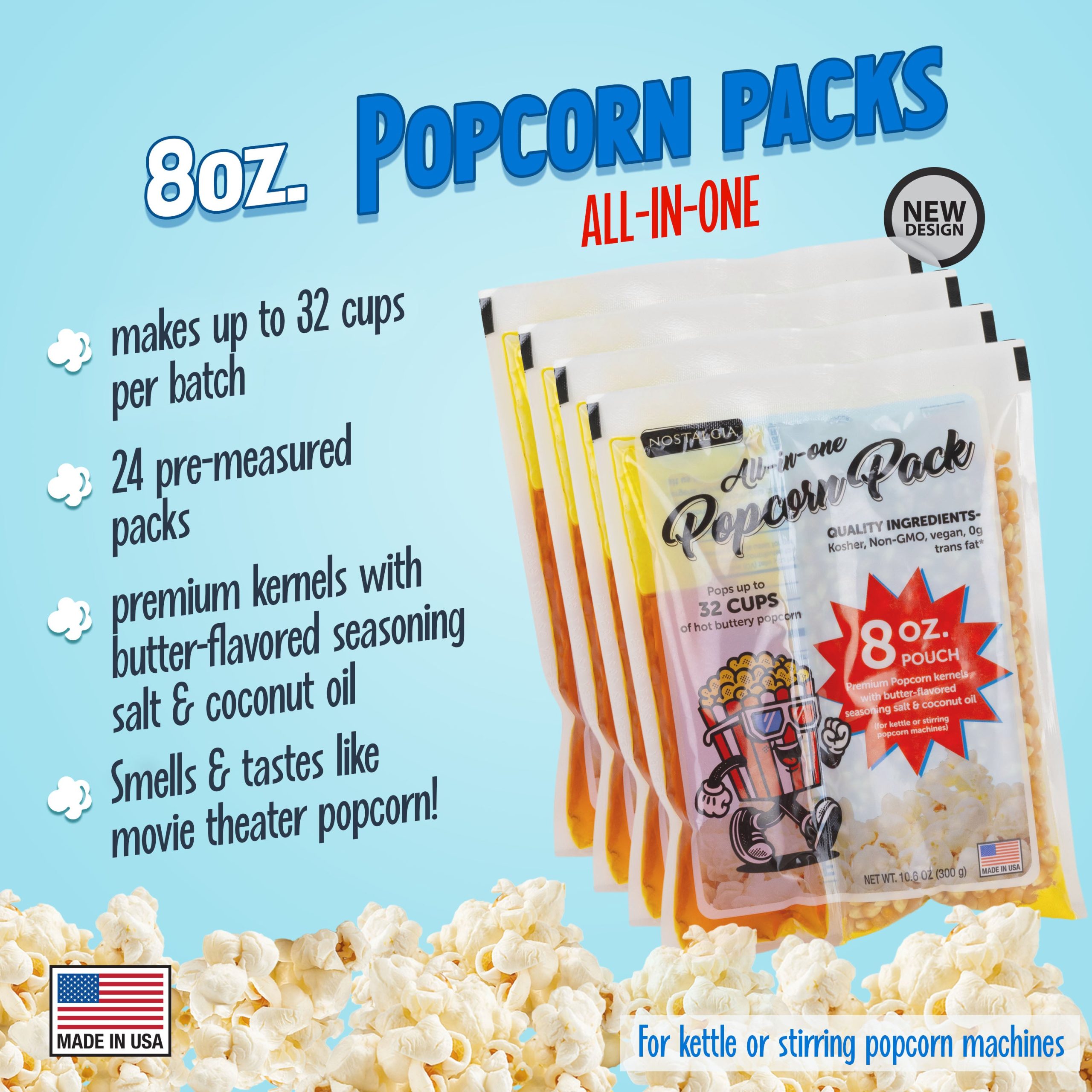 Best Tasting Premium 8-Ounce Popcorn. Oil & Seasoning Salt All-In-One Packs - 24 Count - Image 2