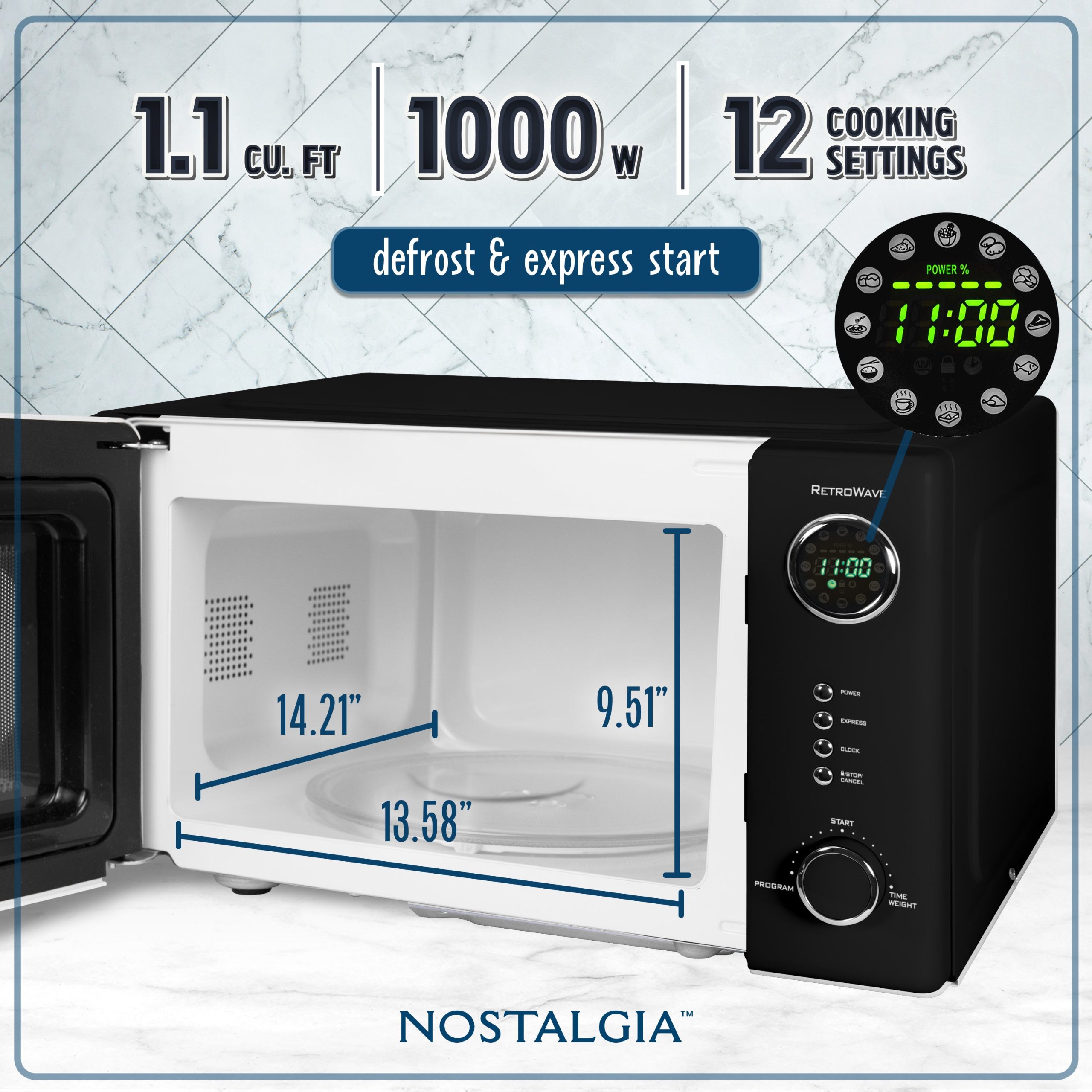 Retro 1.1 Cu Ft 1000 Watt Microwave Oven - Image 7