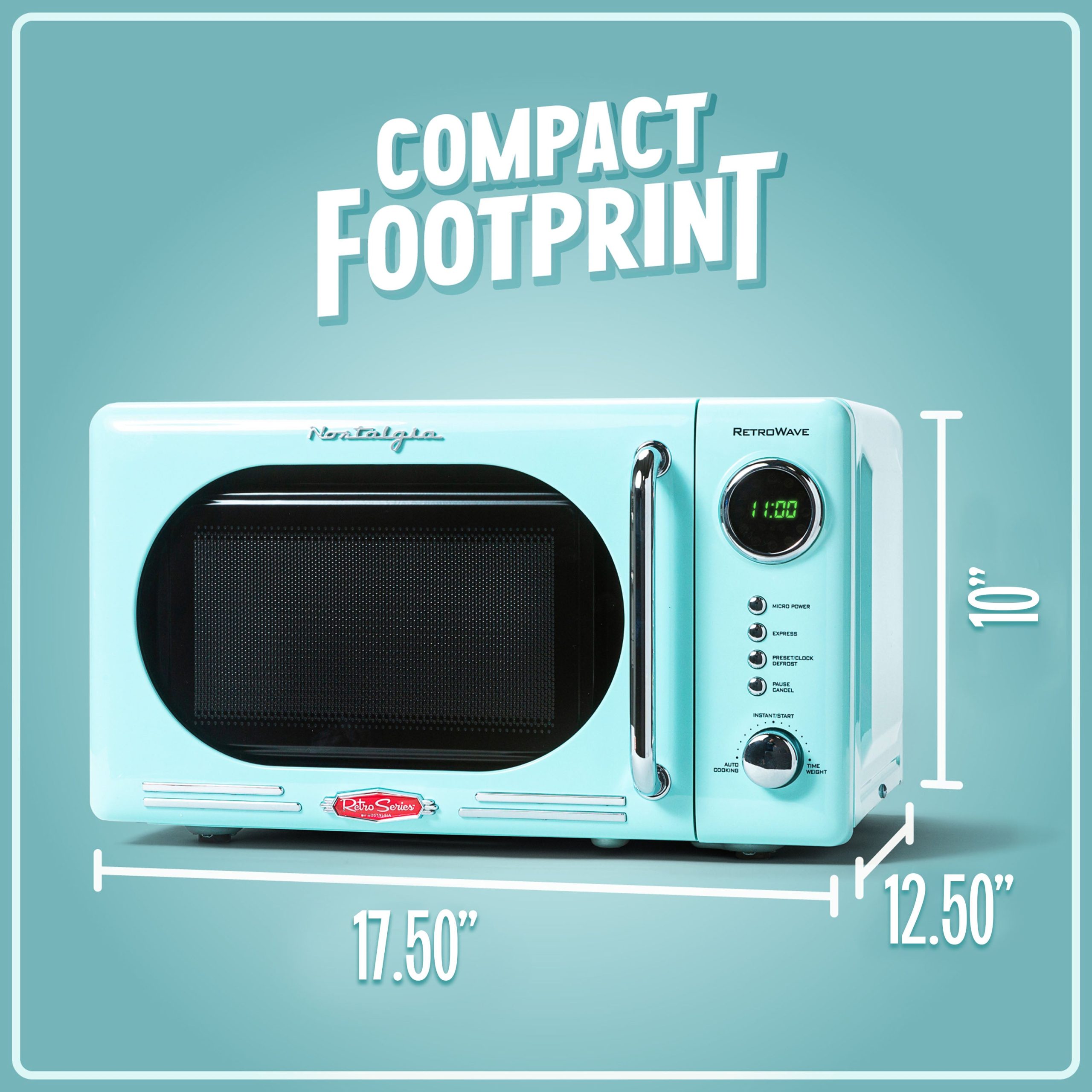 Retro 0.7 Cubic Foot 700-Watt Countertop Microwave Oven - Aqua - Image 5
