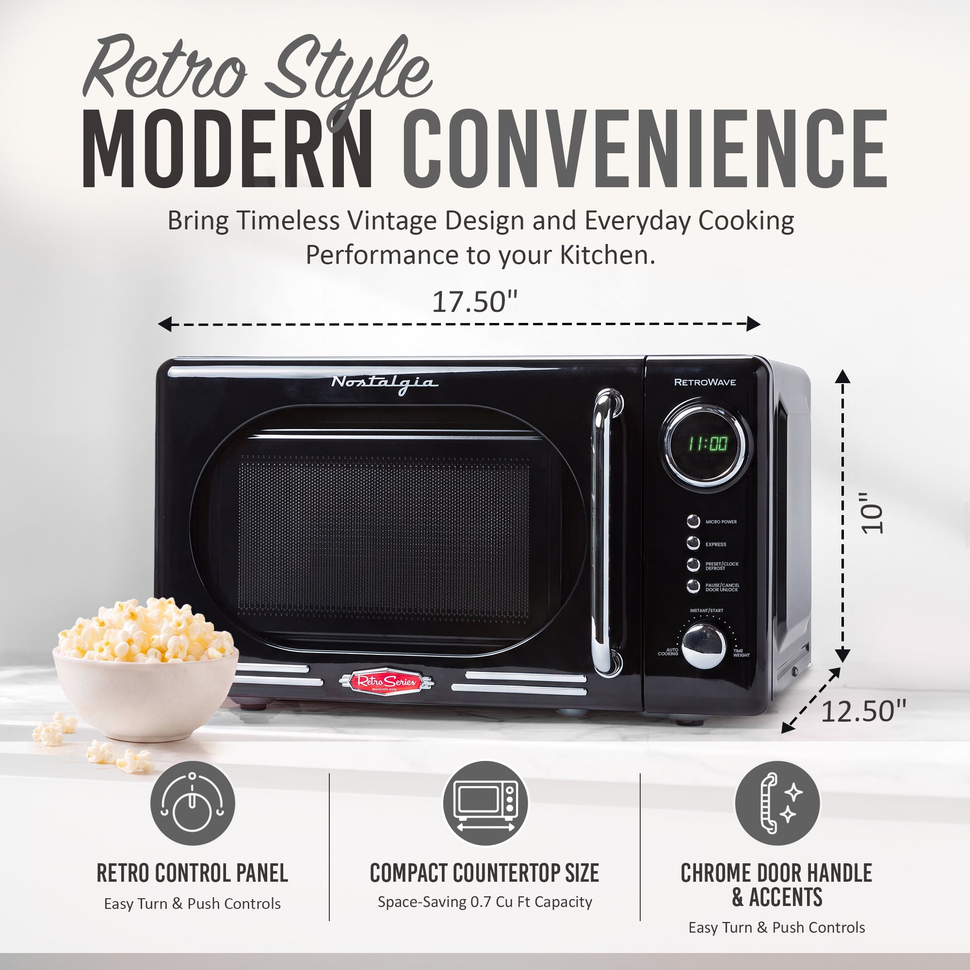 Retro 0.7 cu. ft. 700-Watt Countertop Microwave Oven - Image 2