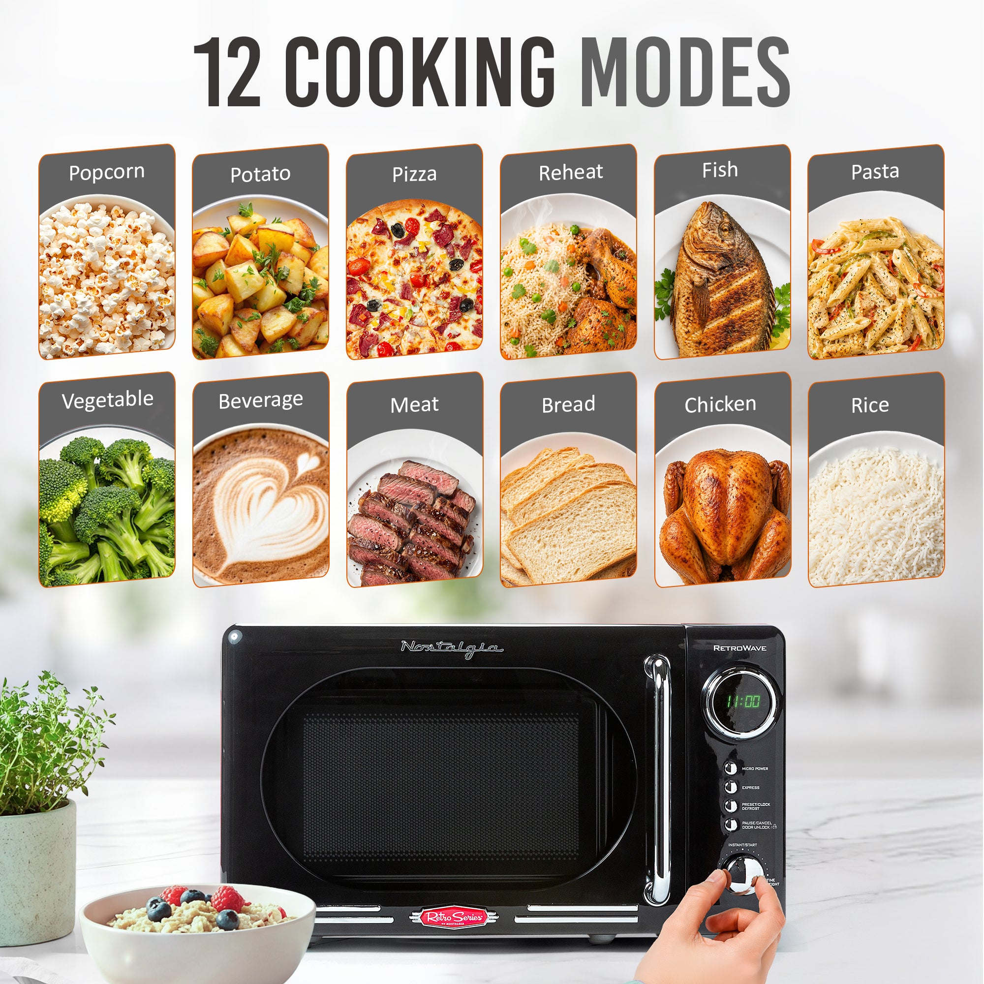 Retro 0.7 cu. ft. 700-Watt Countertop Microwave Oven - Image 4