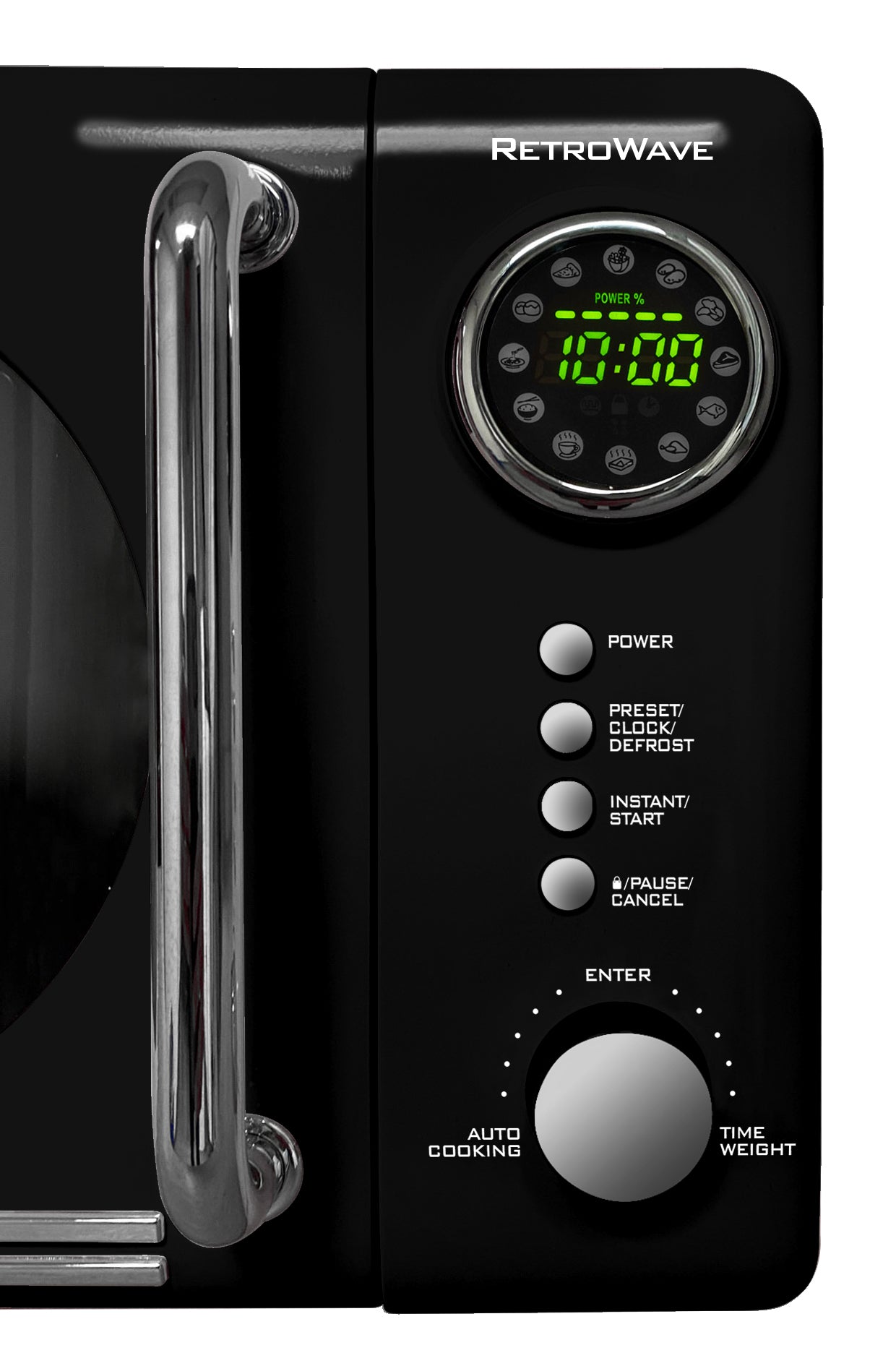 Retro 0.7 Cubic Foot 700-Watt Countertop Microwave Oven - Black - Image 7