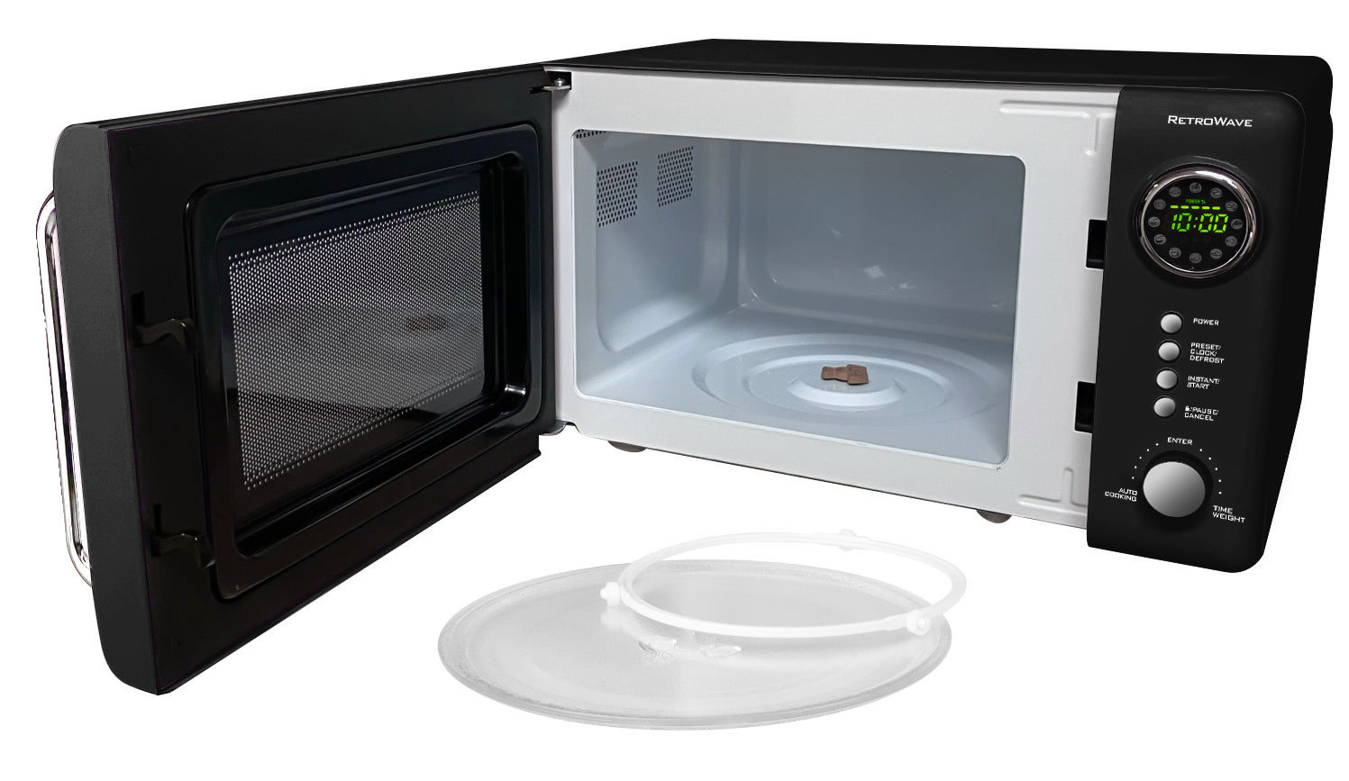 Retro 0.7 Cubic Foot 700-Watt Countertop Microwave Oven - Black - Image 3