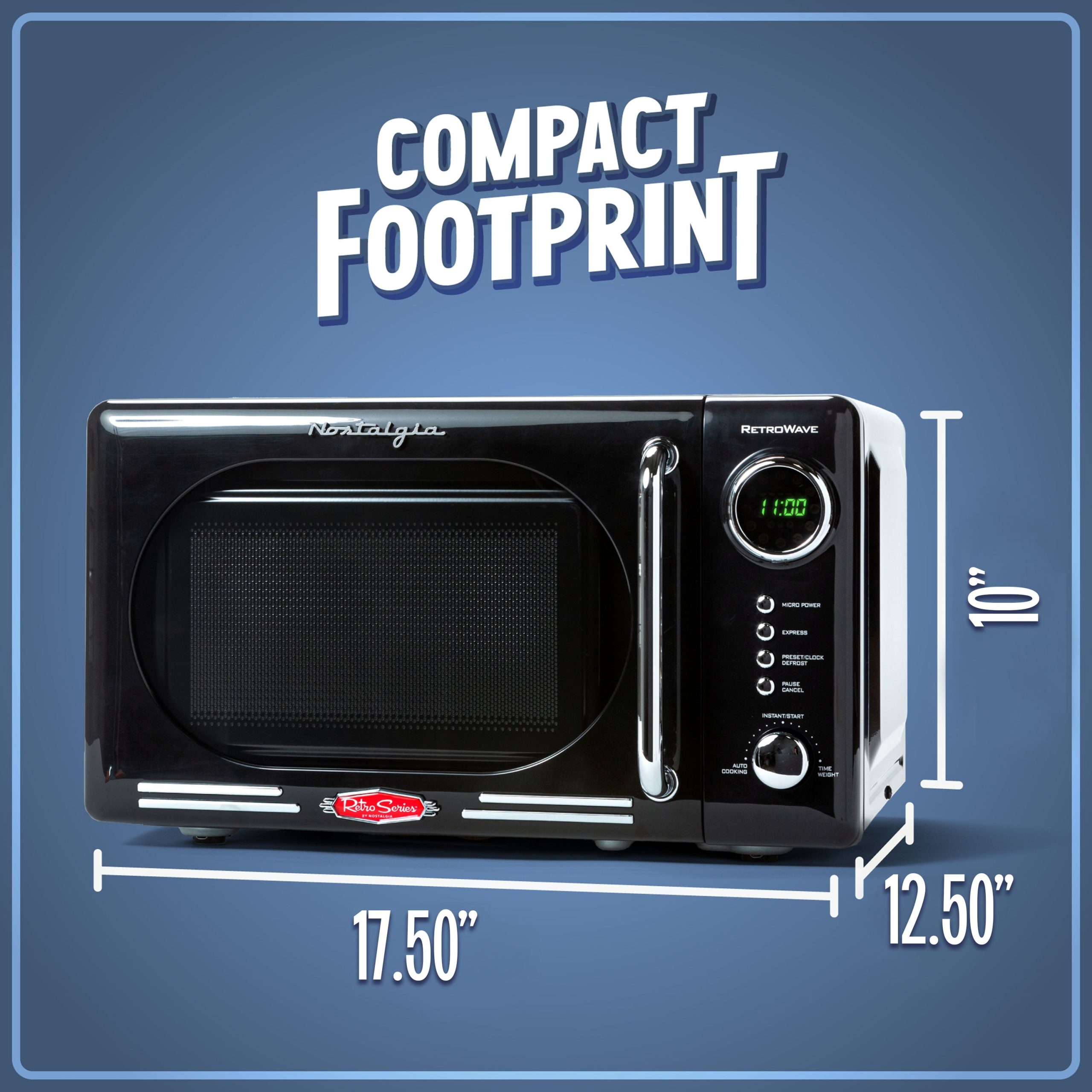 Retro 0.7 Cubic Foot 700-Watt Countertop Microwave Oven - Black - Image 6