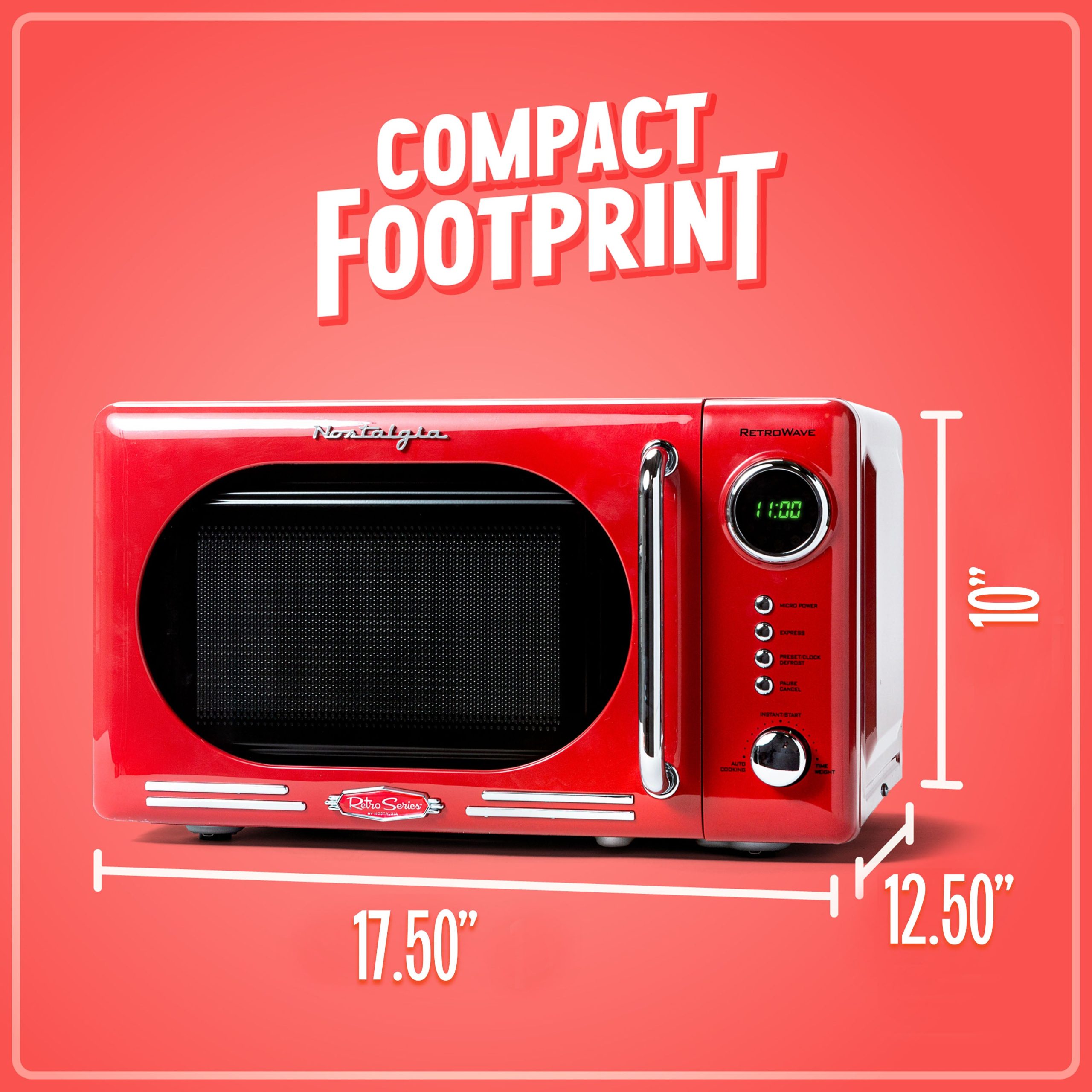 Retro 0.7 Cubic Foot 700-Watt Countertop Microwave Oven - Retro Red (Derivative) - Image 5