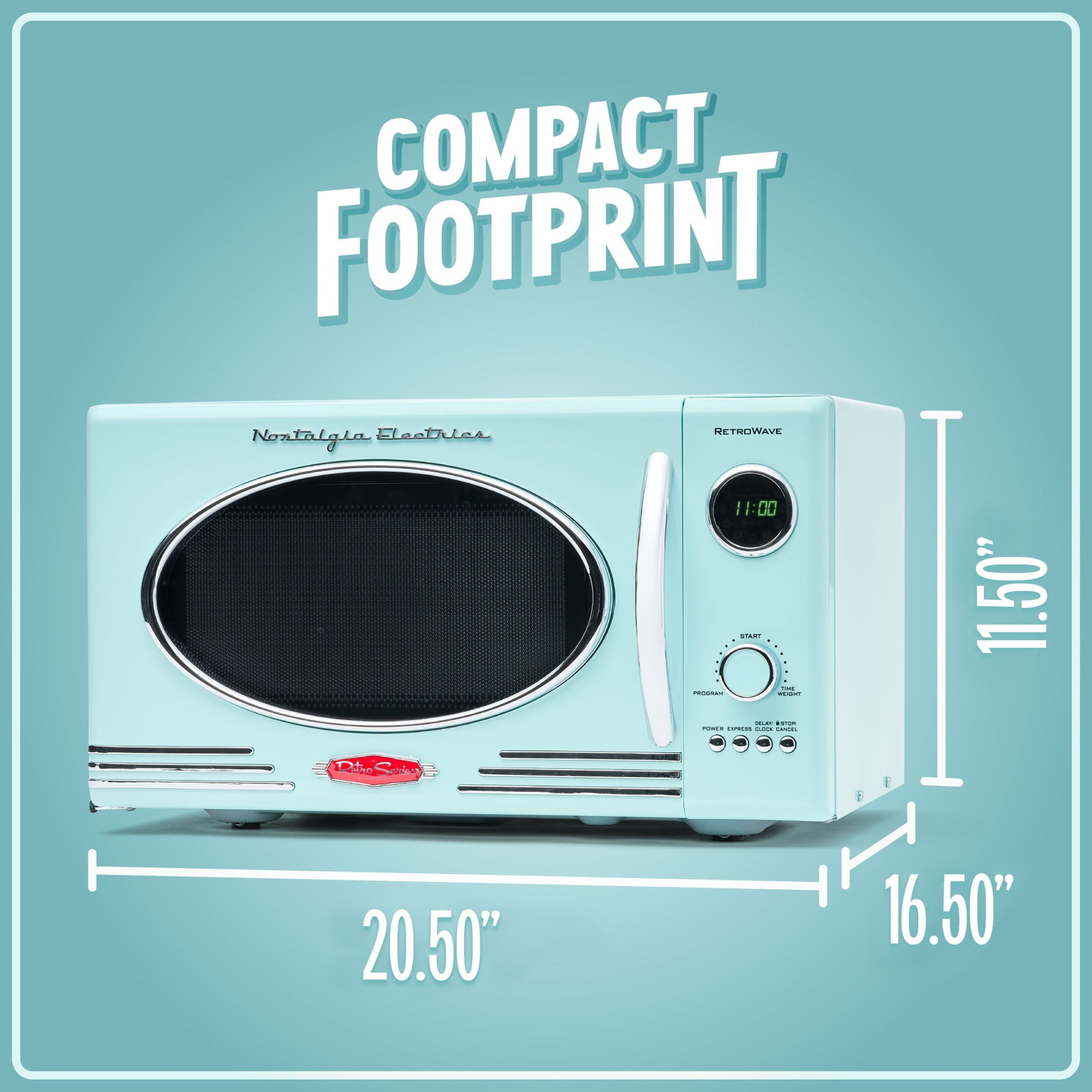 Retro 0.9 Cubic Foot 800-Watt Countertop Microwave Oven - Aqua - Image 5
