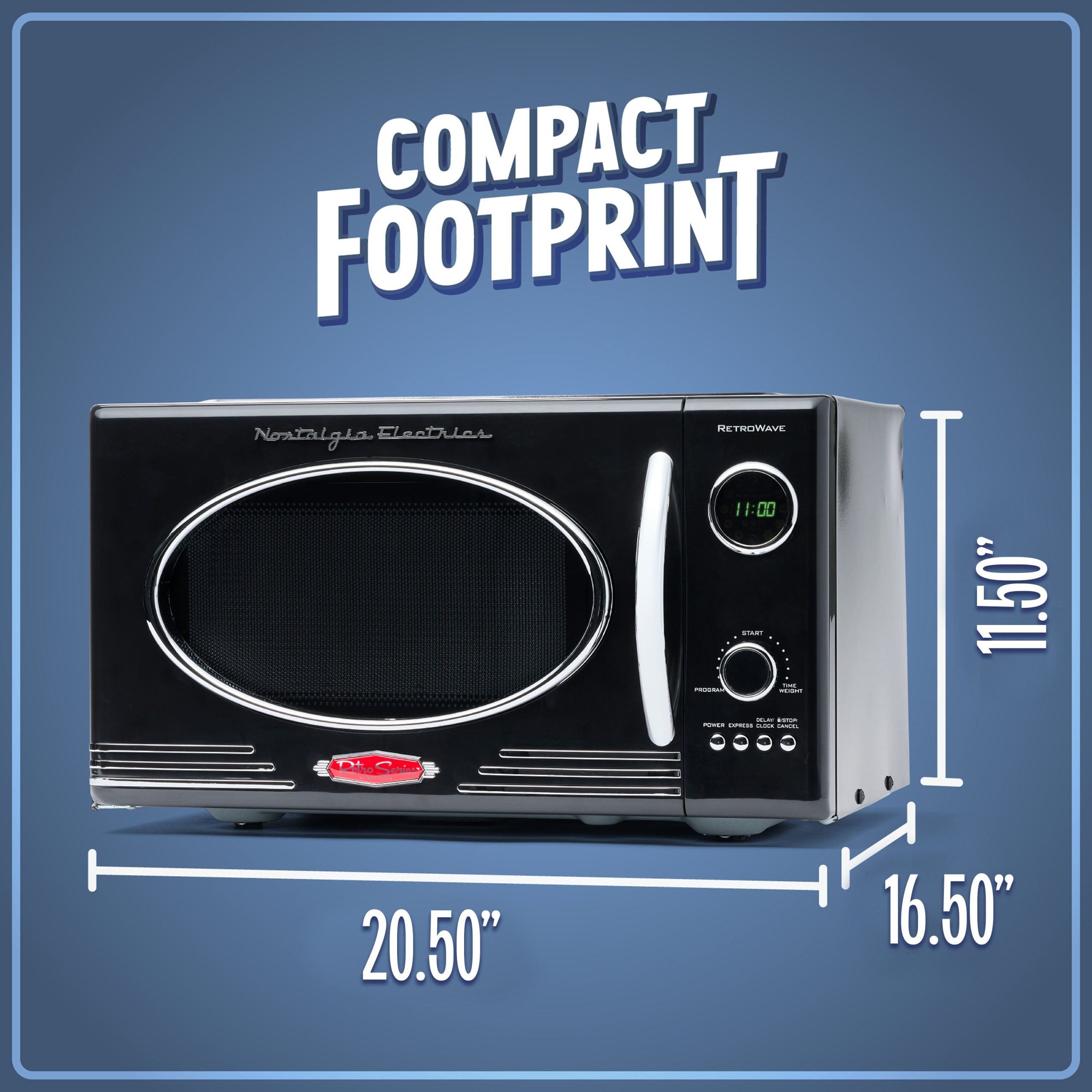 Retro 0.9 Cubic Foot 800-Watt Countertop Microwave Oven - Black - Image 5