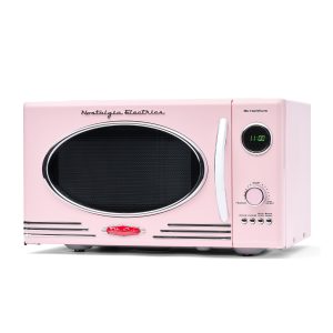 0.9 Cu. Ft. 800-Watt Retro Microwave Oven. Pink