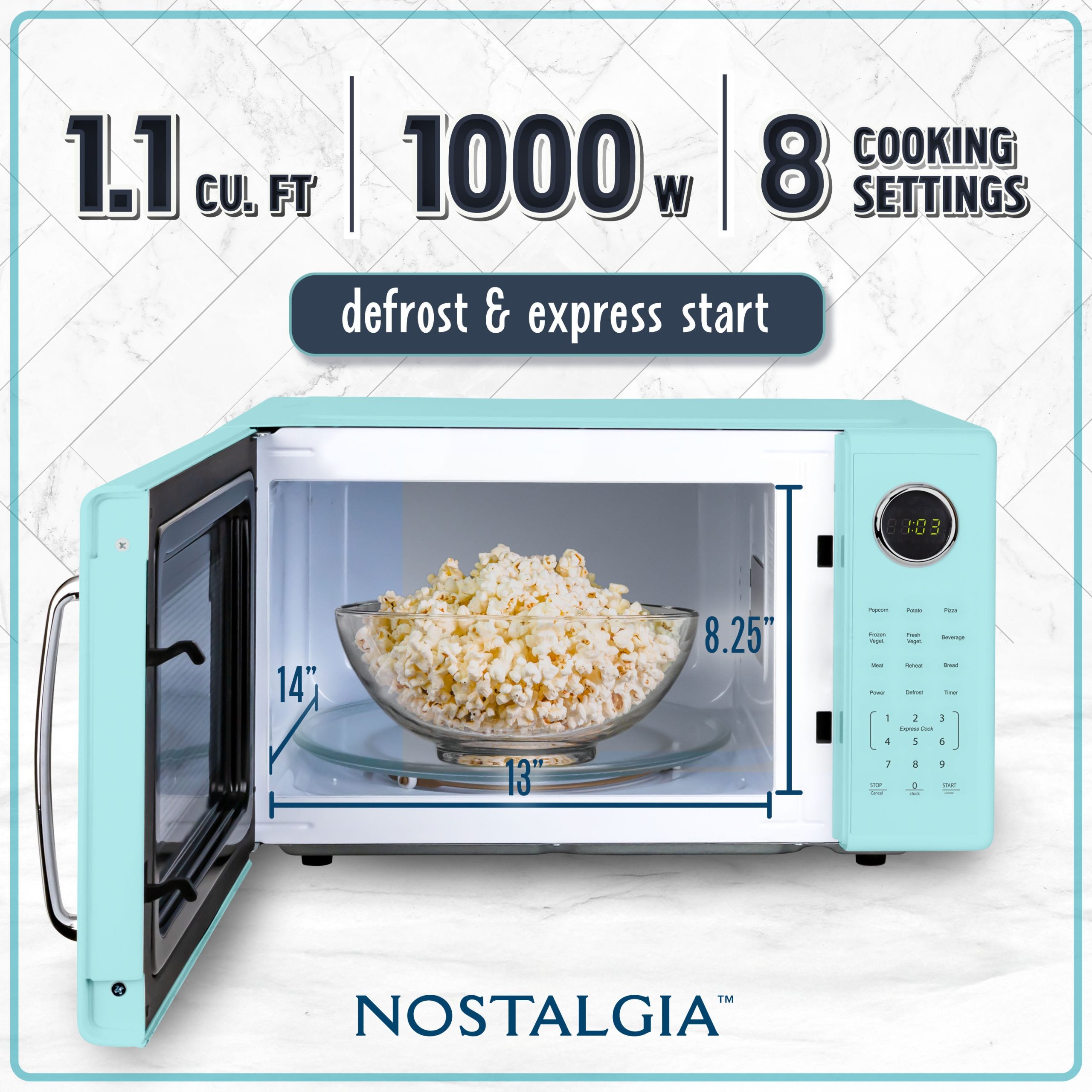 Nostalgia Retro 1.1 Cu Ft Countertop Microwave - Image 3