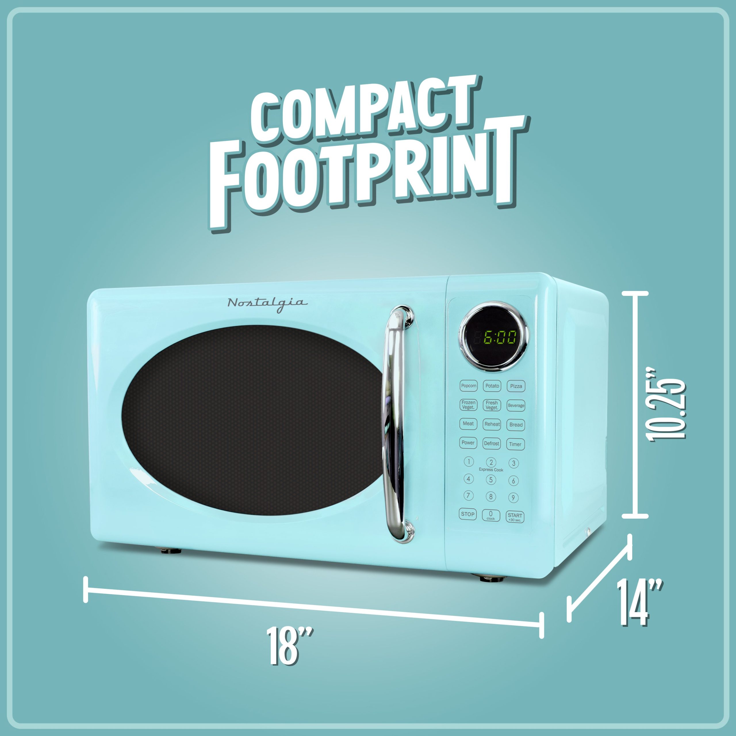 Retro Microwave Oven - 0.7 Cu Ft & 700-Watt Countertop Microwave with Glass Turntable. Child Safety Lock. 8 Auto-Cook Programs & Digital Clock - Image 5