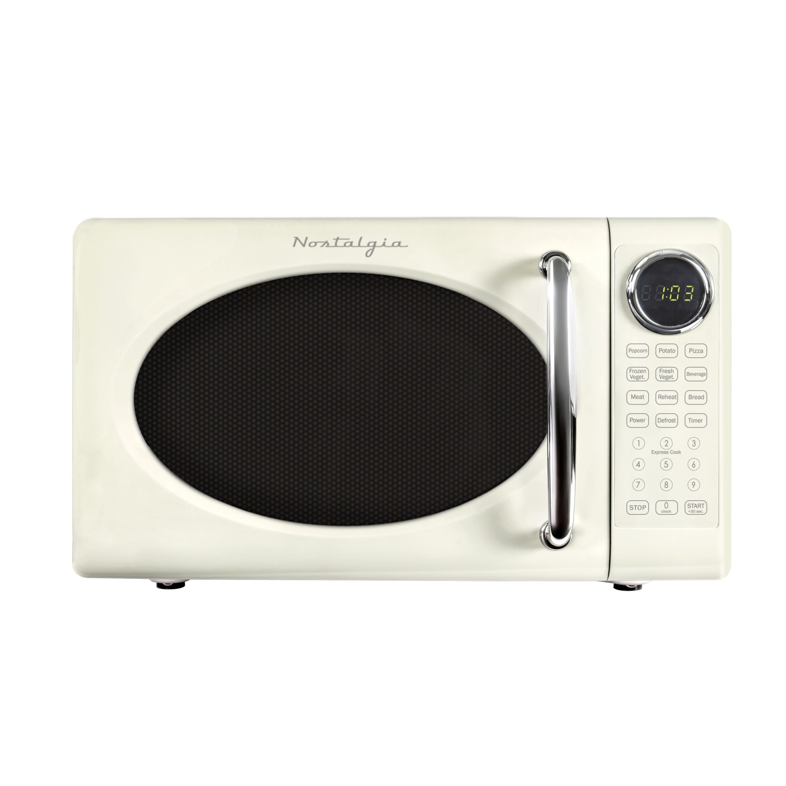 Retro Microwave Oven - 0.7 Cu Ft & 700-Watt Countertop Microwave with Glass Turntable. Child Safety Lock. 8 Auto-Cook Programs & Digital Clock - Image 8