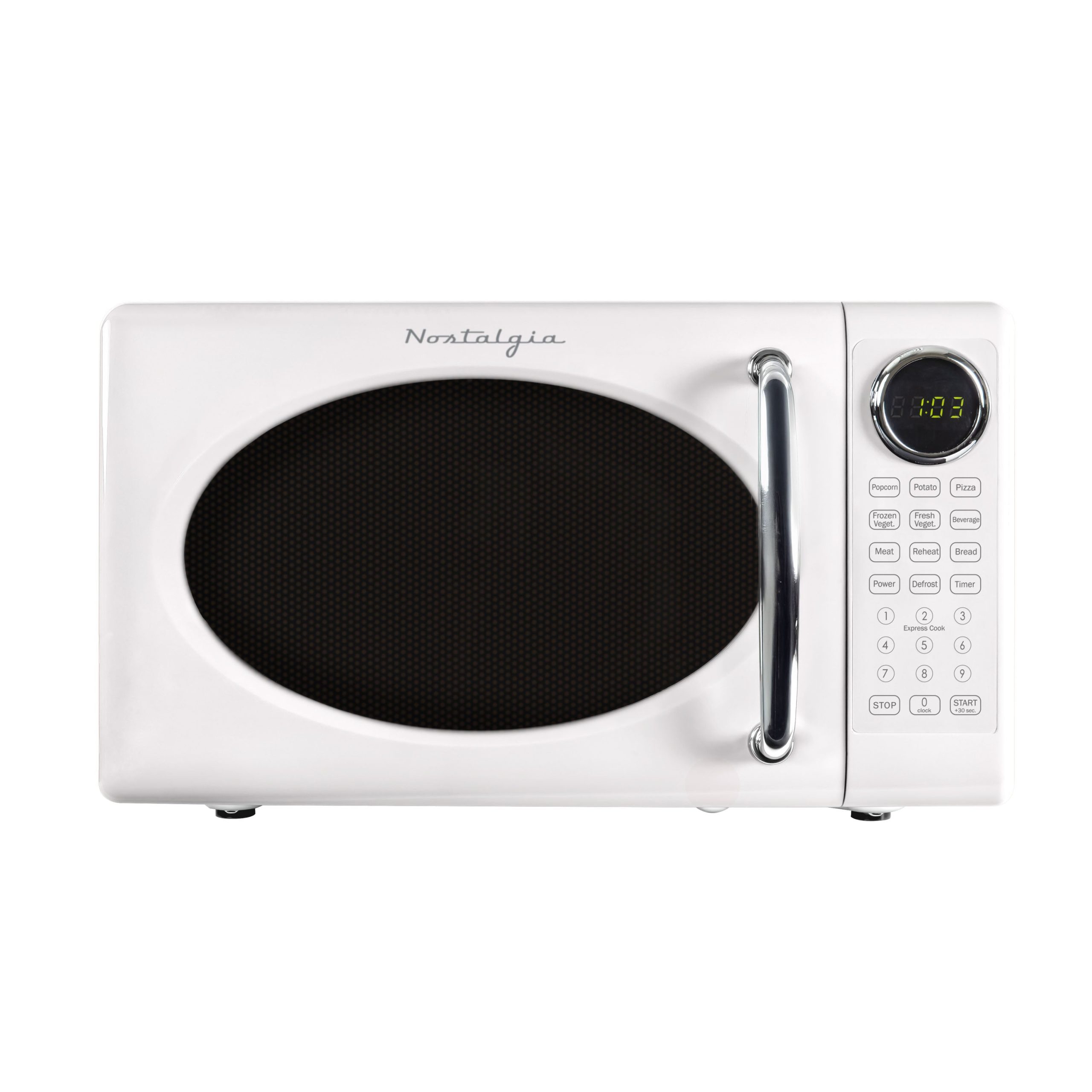 Retro Microwave Oven - 0.7 Cu Ft & 700-Watt Countertop Microwave with Glass Turntable. Child Safety Lock. 8 Auto-Cook Programs & Digital Clock - Image 9