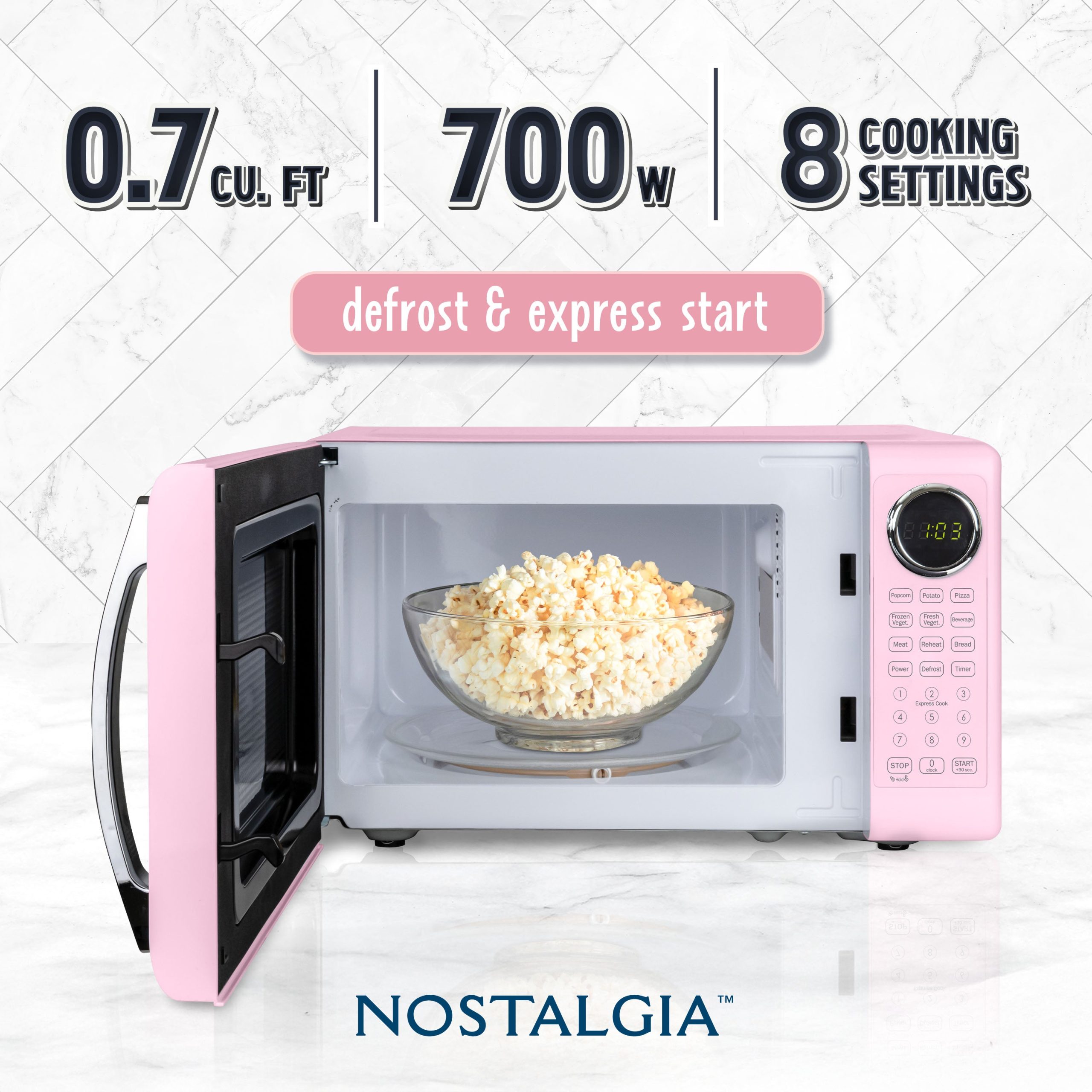 Nostalgia Retro 700W Microwave Oven – 0.7 Cu Ft Capacity - Image 9